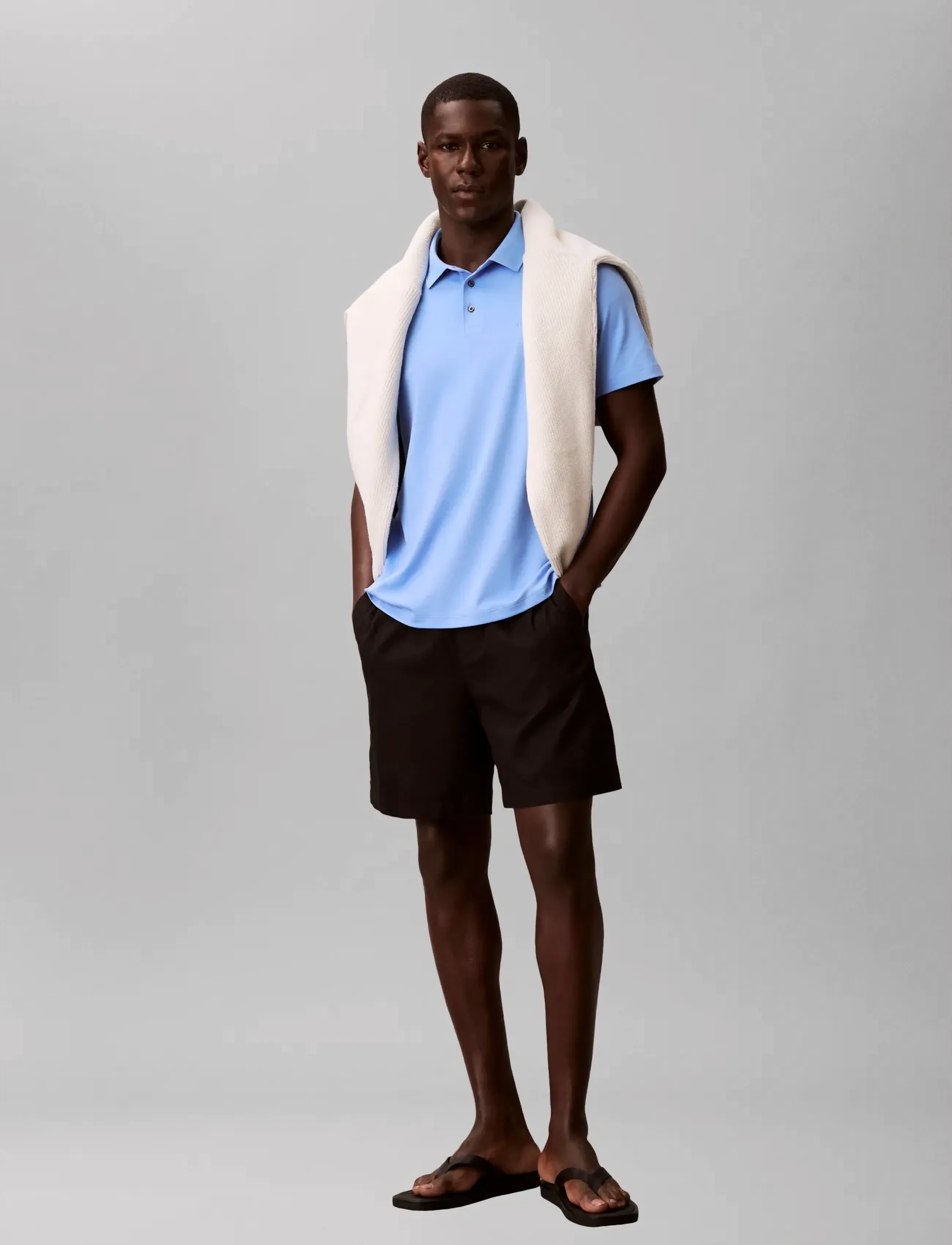 Calvin Klein SS SUPIMA CHEST EMB POLO - Pikeepaidat - BLUE DESCENT / blue