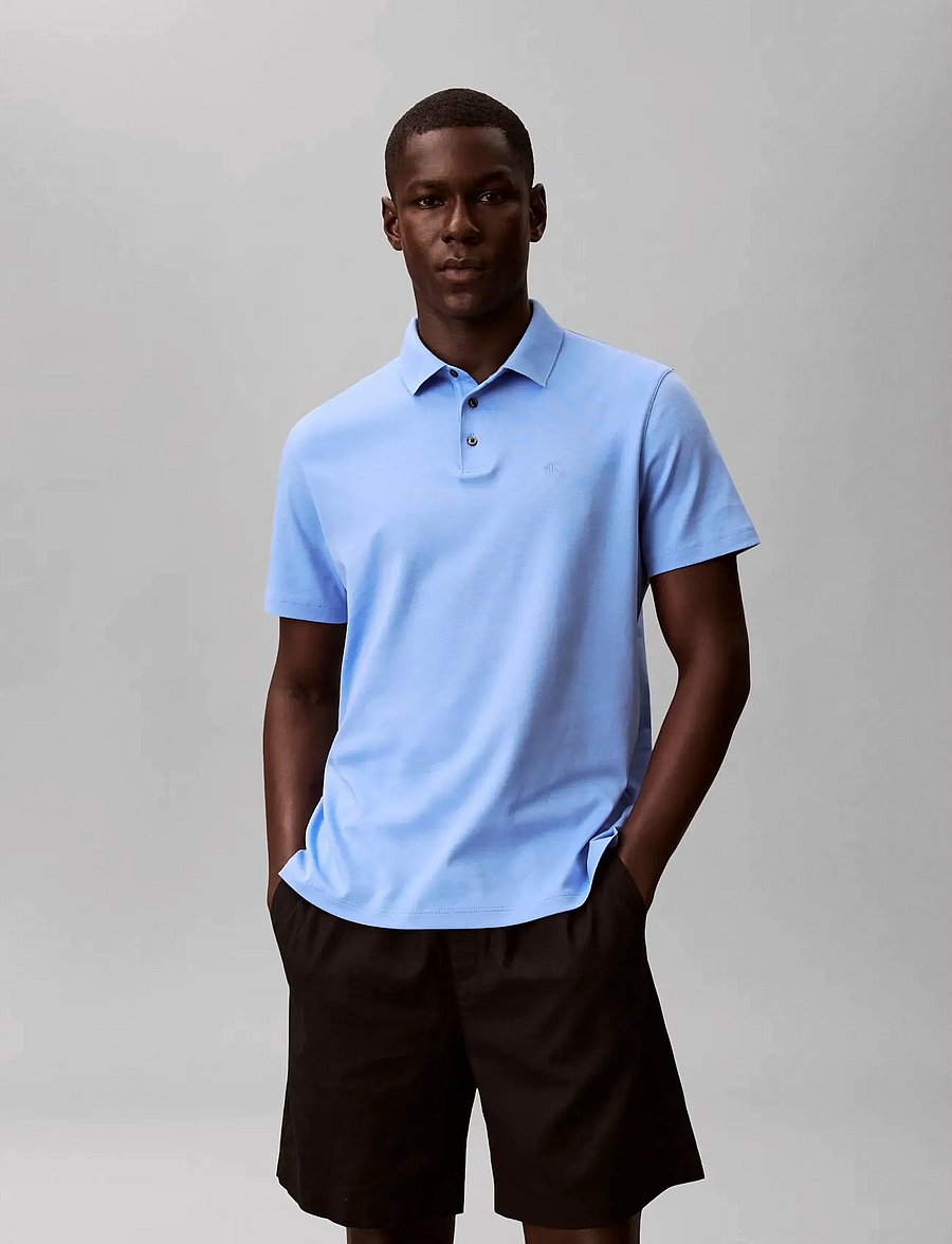 Calvin Klein - SS SUPIMA CHEST EMB POLO - kortærmede poloer - blue descent - 3
