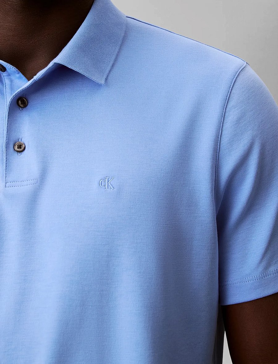 Calvin Klein - SS SUPIMA CHEST EMB POLO - kortærmede poloer - blue descent - 4