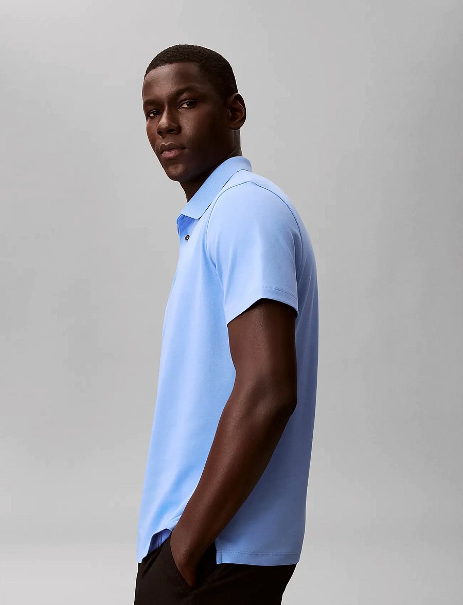Calvin Klein - SS SUPIMA CHEST EMB POLO - kortærmede poloer - blue descent - 5