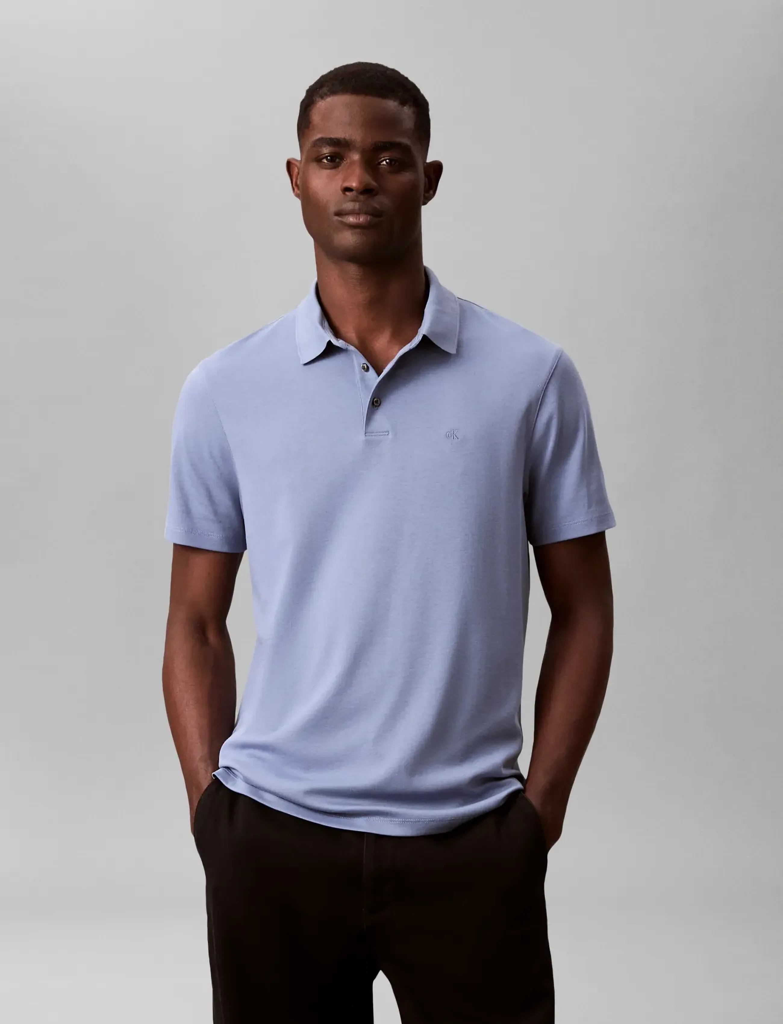 Calvin Klein SS SUPIMA CHEST EMB POLO - Kortärmade pikéer - DUSTY SAILOR BLUE / blue