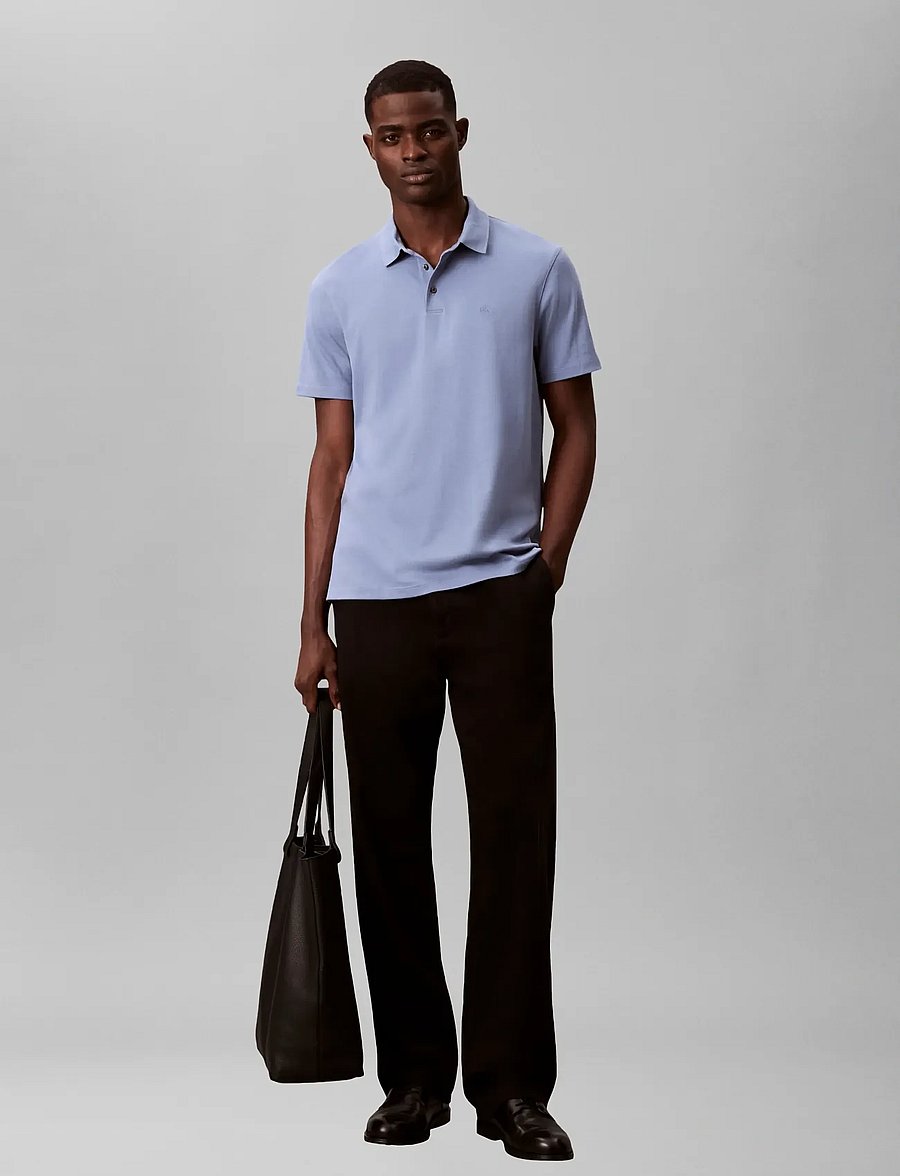 Calvin Klein - SS SUPIMA CHEST EMB POLO - short-sleeved polos - dusty sailor blue - 3