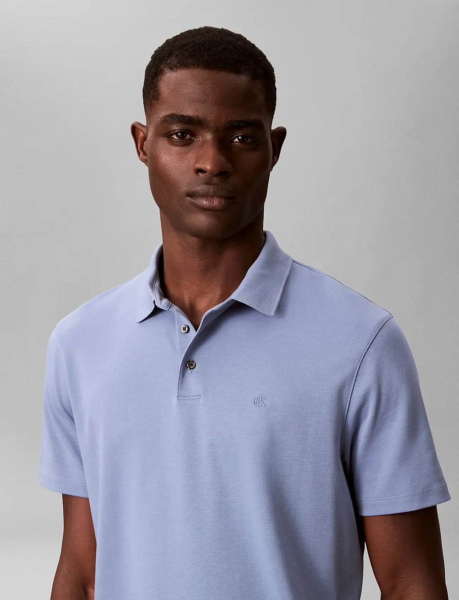 Calvin Klein - SS SUPIMA CHEST EMB POLO - short-sleeved polos - dusty sailor blue - 4