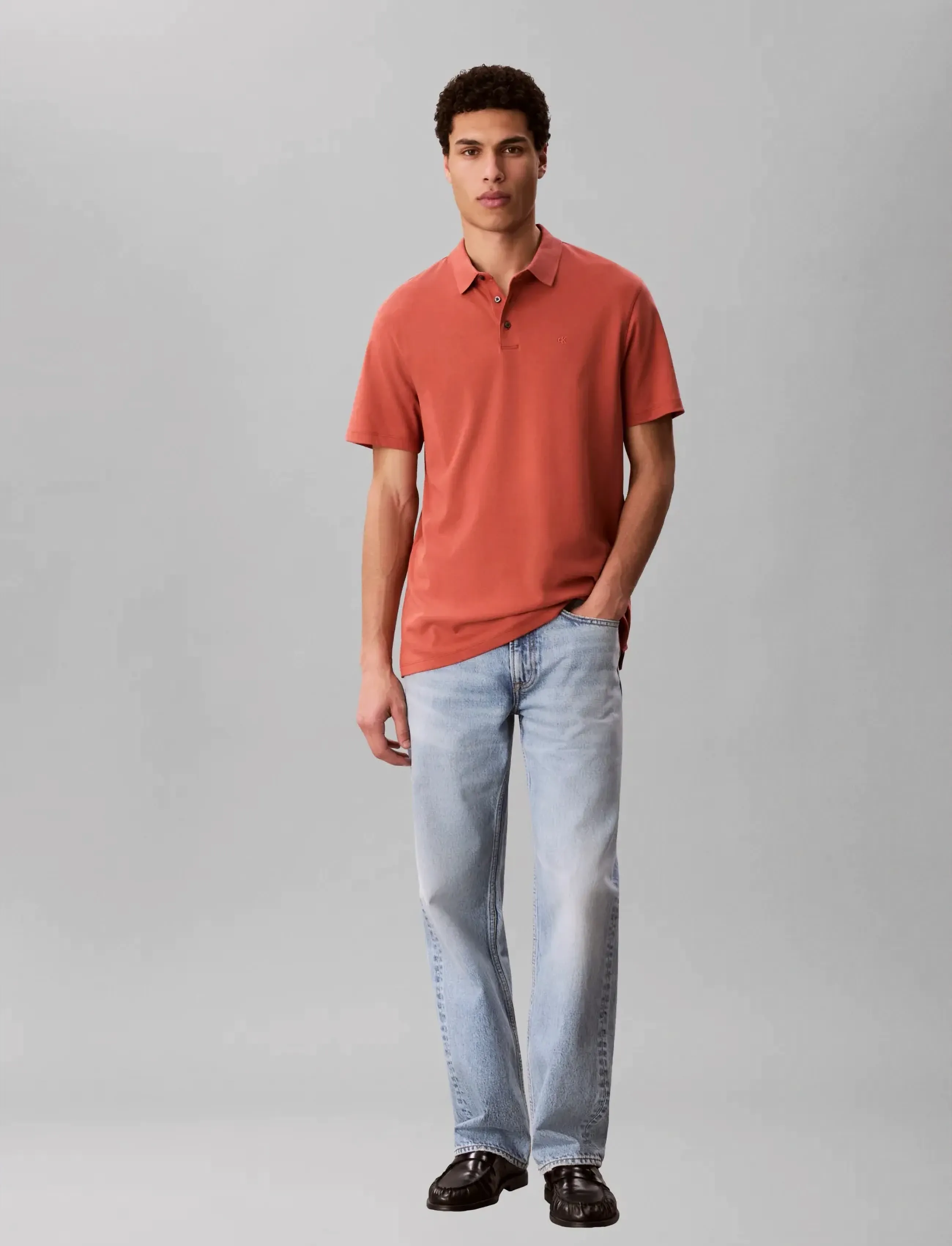 Ss Supima Chest Emb Polo