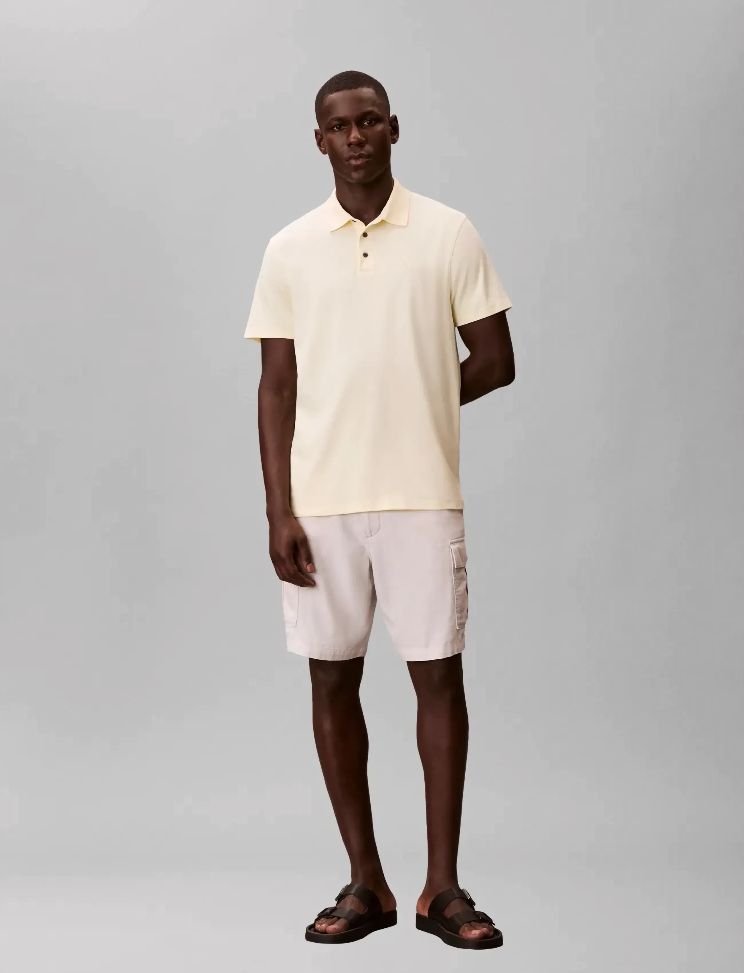 Calvin Klein SS SUPIMA CHEST EMB POLO - Pikeepaidat - PEAR SORBET / yellow