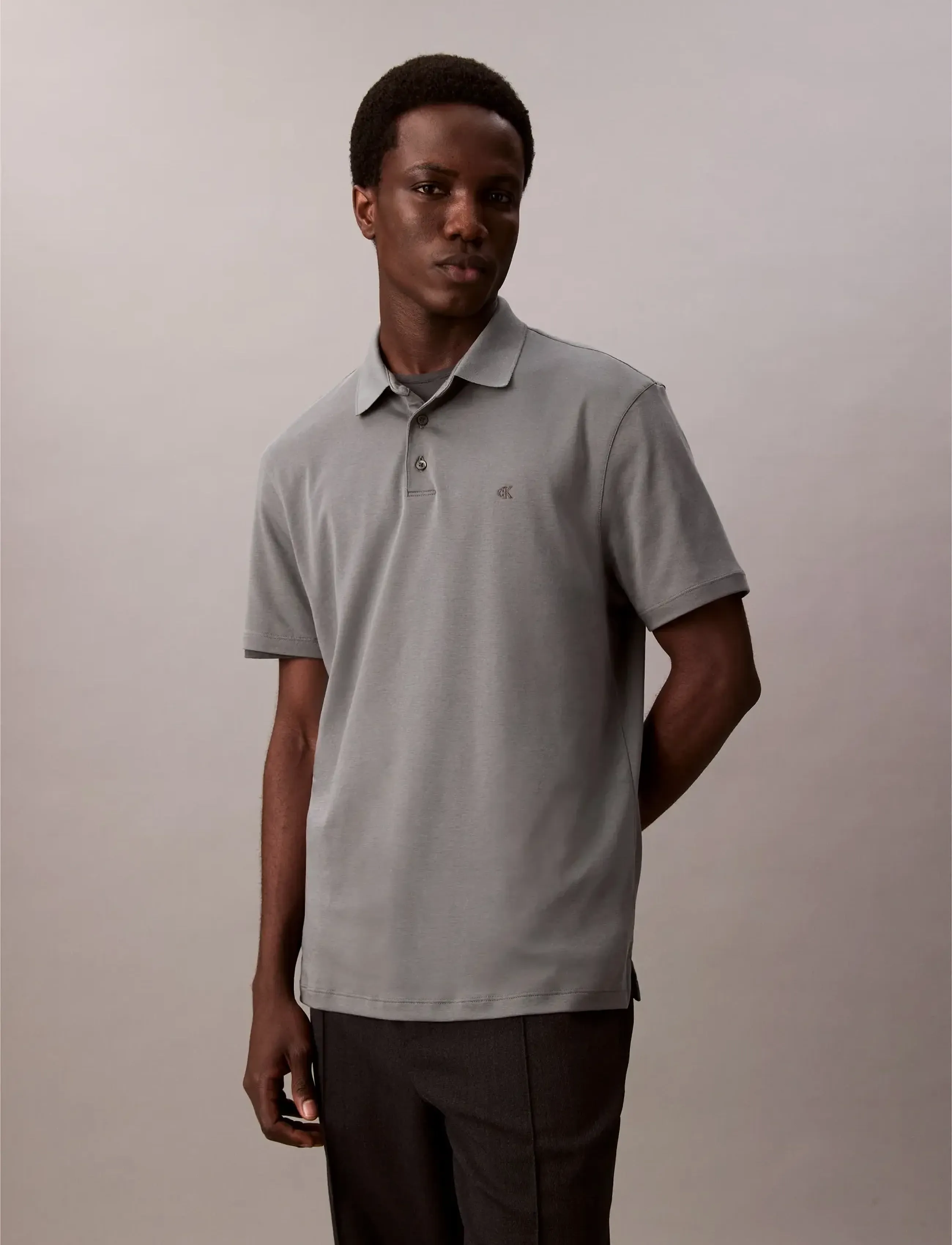 Calvin Klein SS SUPIMA CHEST EMB POLO - Pikéer - SEDONA SAGE / green