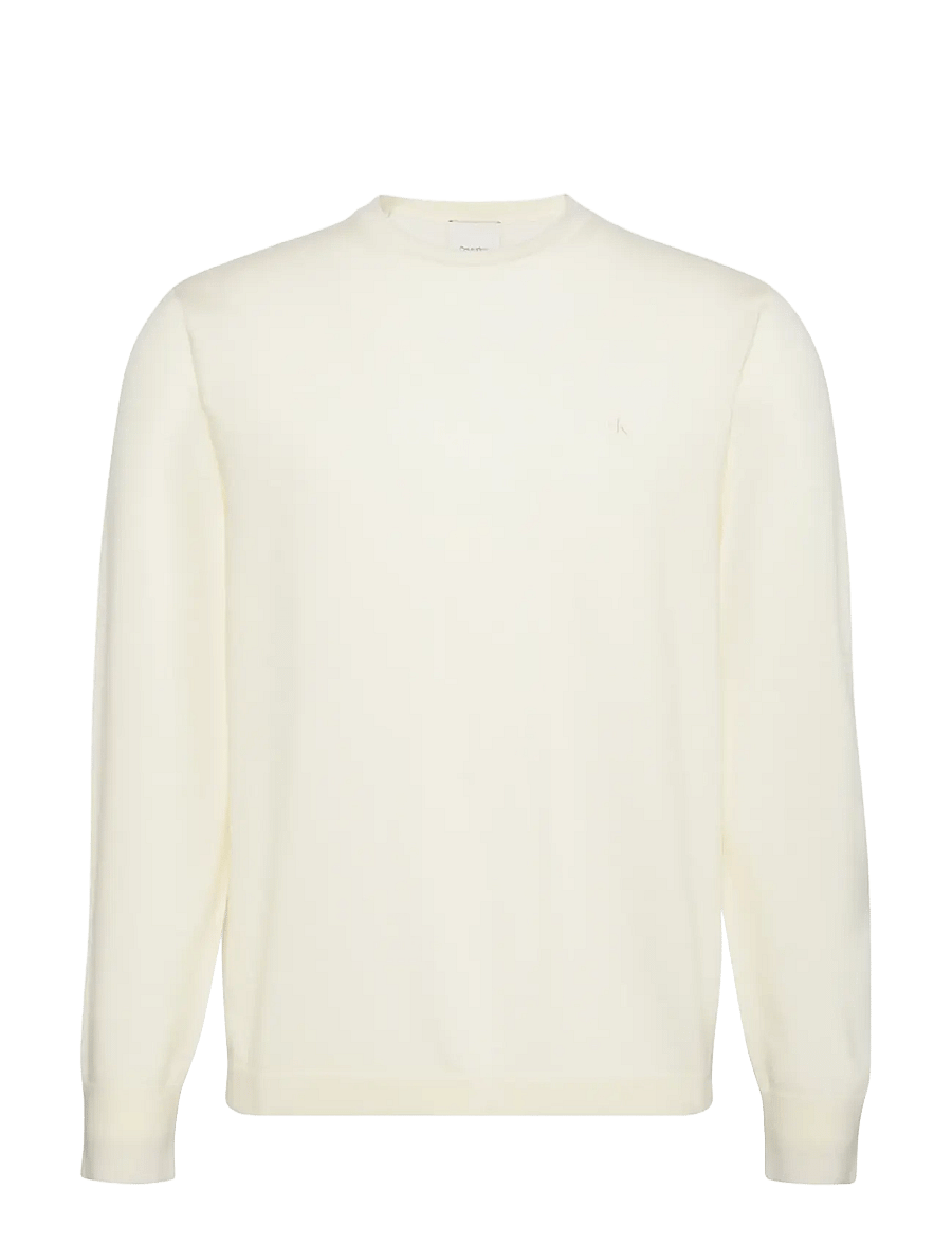 Calvin Klein - LS 100% MERINO CREW 14GG - rundhals - antique white - 1