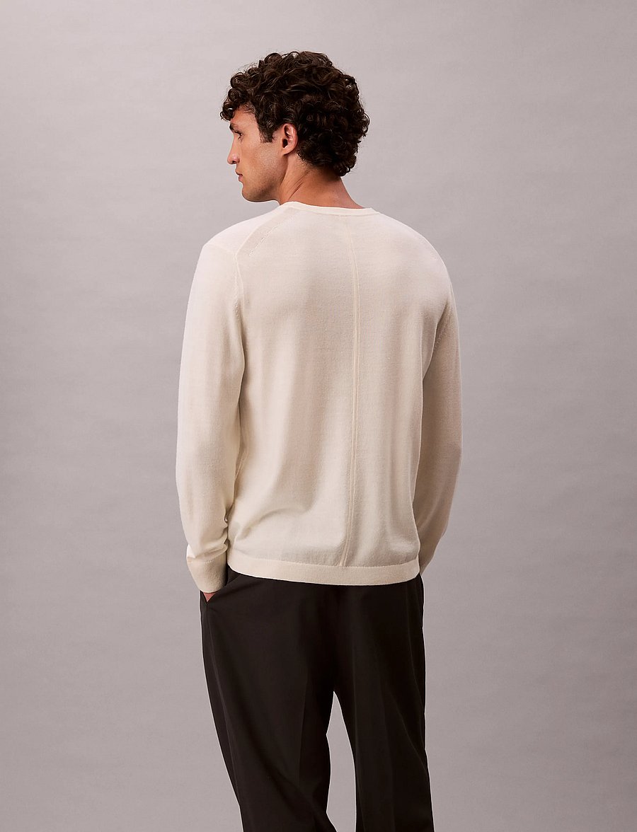 Calvin Klein - LS 100% MERINO CREW 14GG - rundhals - antique white - 2