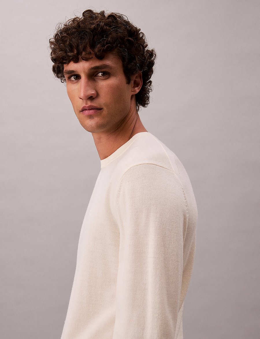 Calvin Klein - LS 100% MERINO CREW 14GG - rundhals - antique white - 4