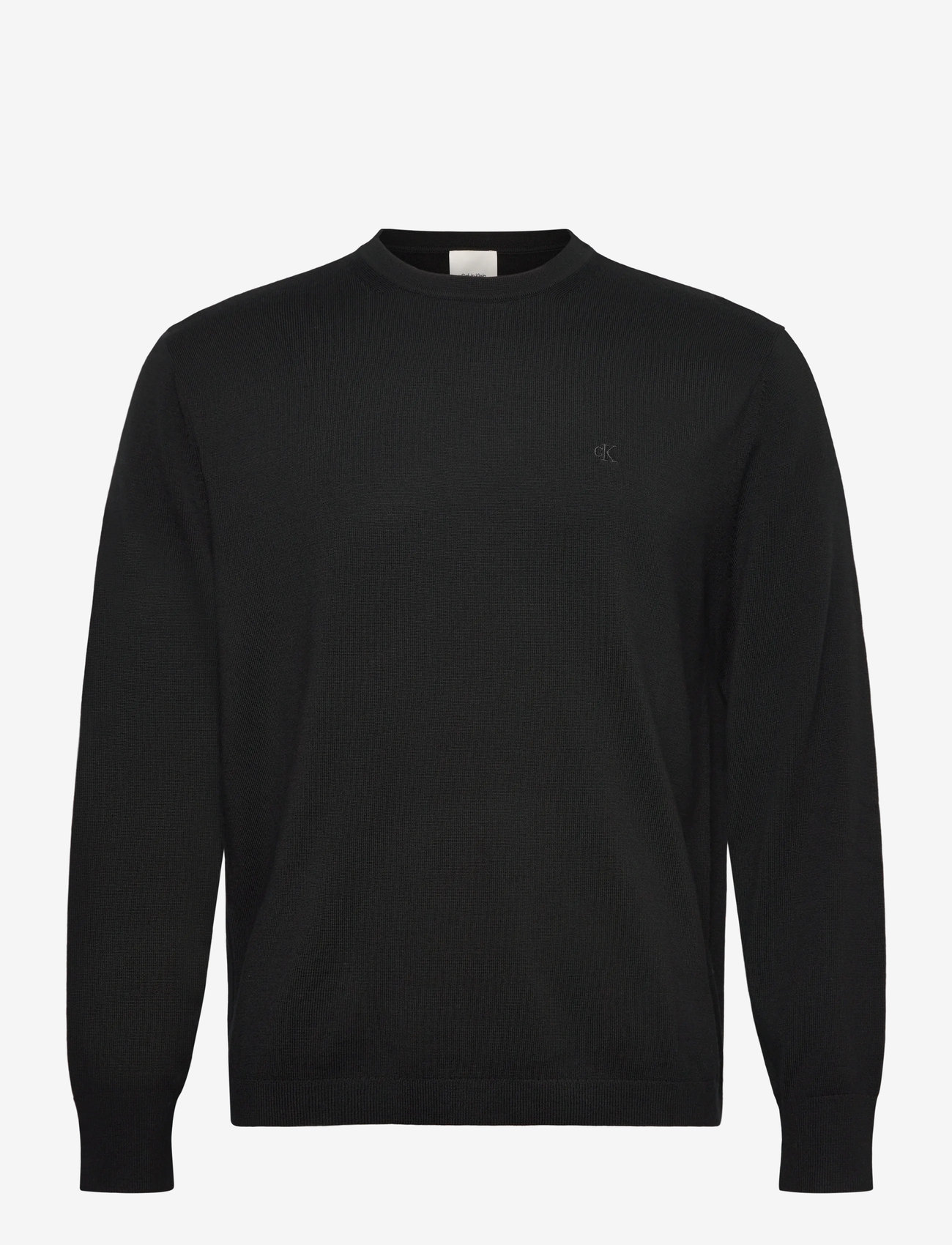 Calvin Klein - LS 100% MERINO CREW 14GG - rund hals - black - 0