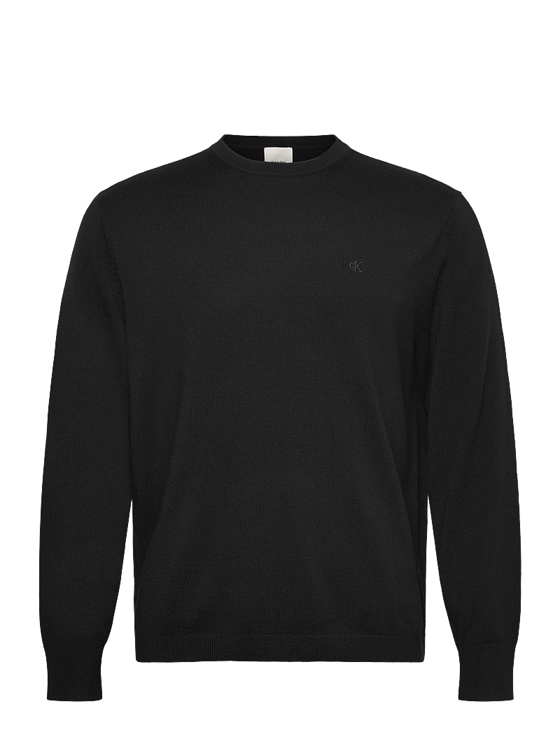Calvin Klein - LS 100% MERINO CREW 14GG - rund hals - black - 0