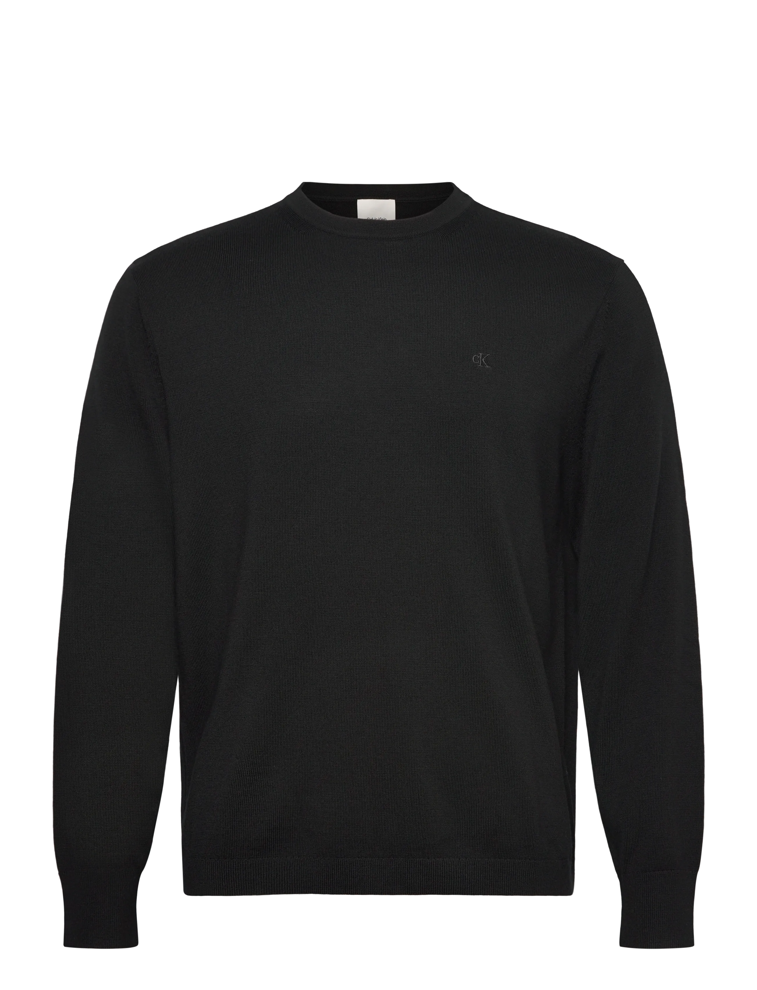 Calvin Klein LS 100% MERINO CREW 14GG - Kudumid - BLACK / black
