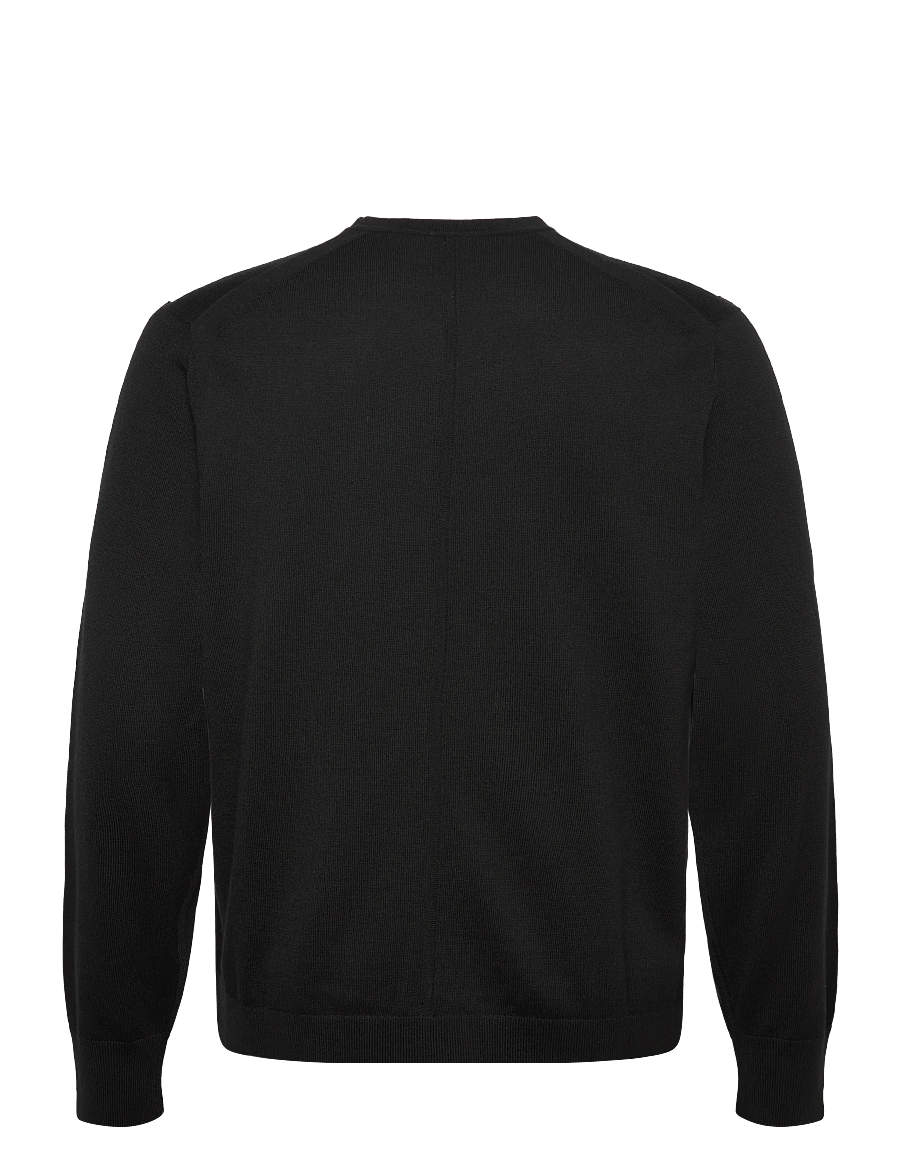 Calvin Klein - LS 100% MERINO CREW 14GG - okrągły dekolt - black - 1