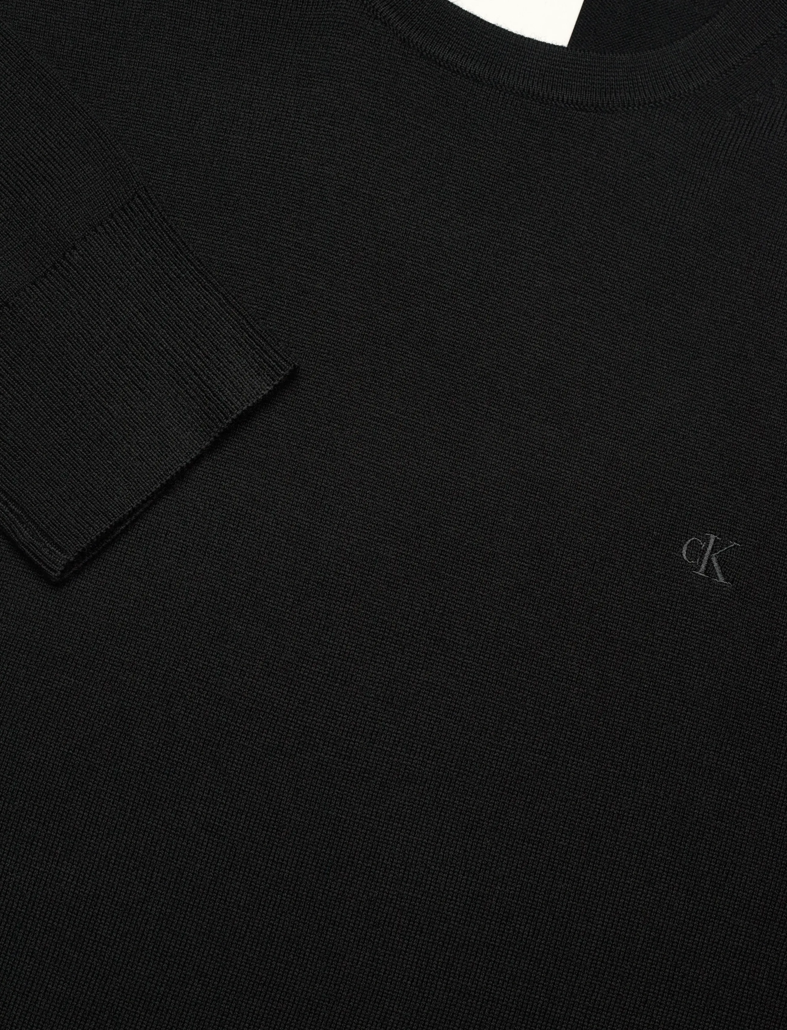 Calvin Klein - LS 100% MERINO CREW 14GG - okrągły dekolt - black - 2
