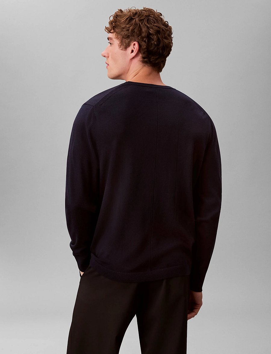 Calvin Klein - LS 100% MERINO CREW 14GG - Ümara kaelusega - dark sapphire - 3