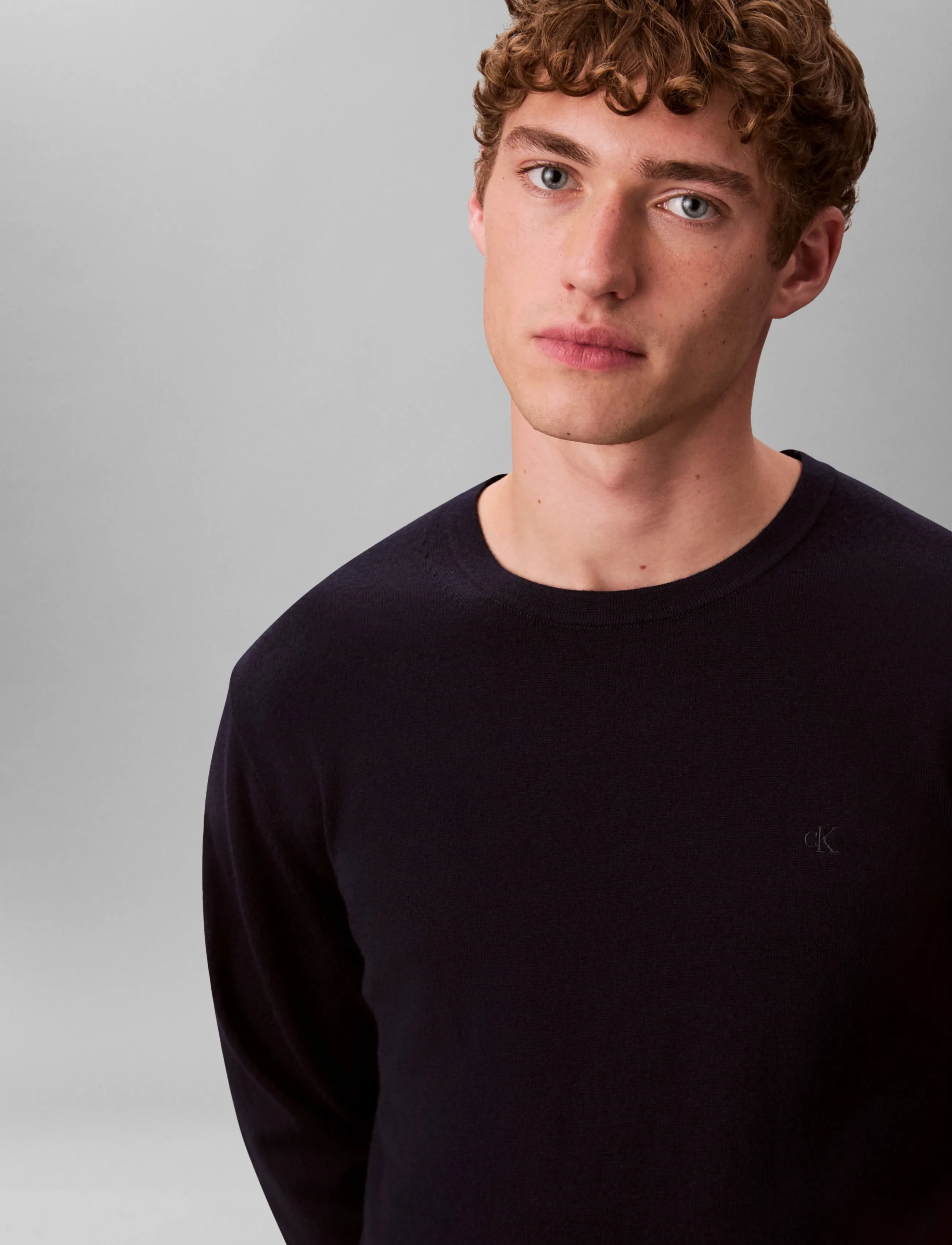 Calvin Klein - LS 100% MERINO CREW 14GG - Ümara kaelusega - dark sapphire - 5