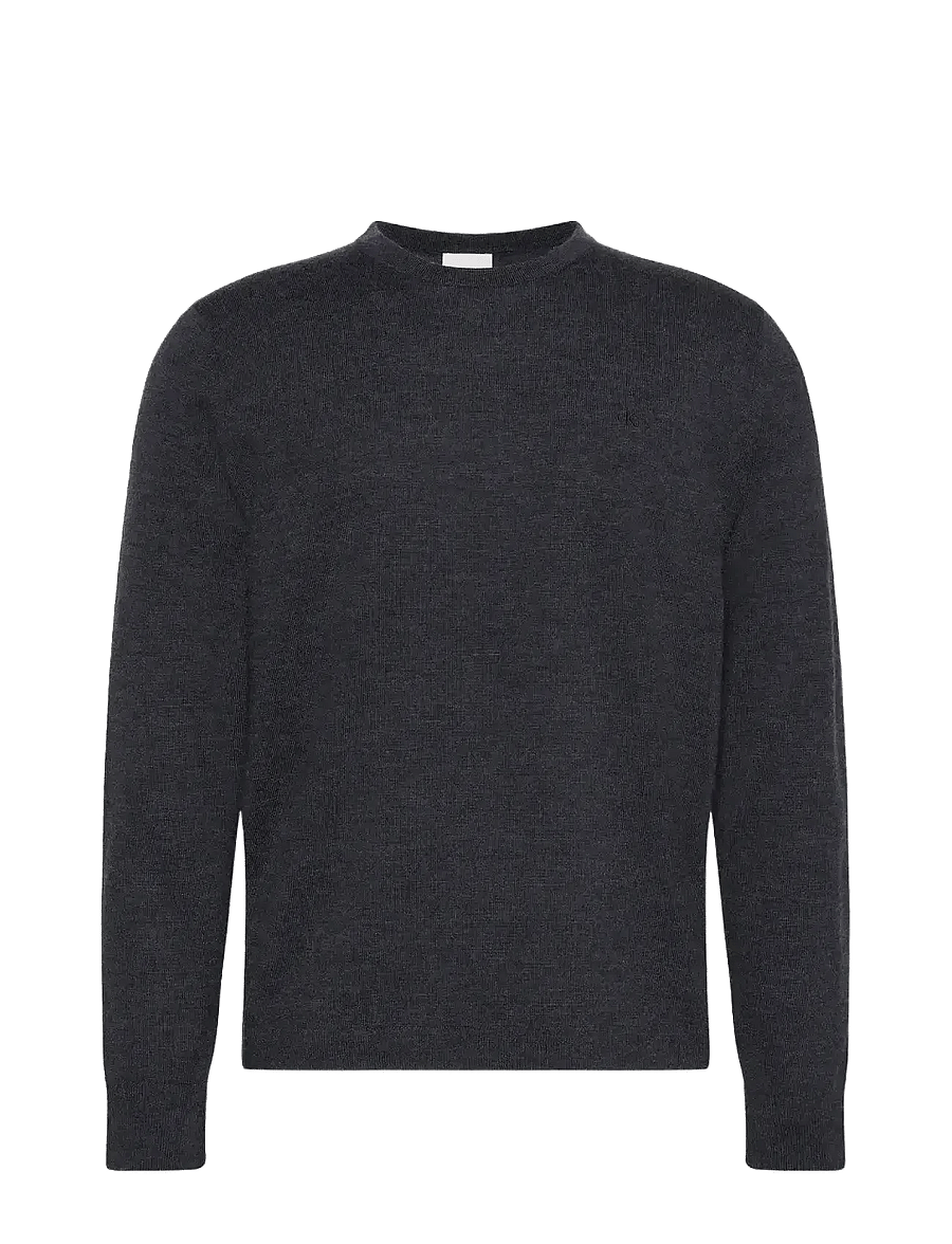Calvin Klein - LS 100% MERINO CREW 14GG - pulls col rond - gunmetal htr - 1