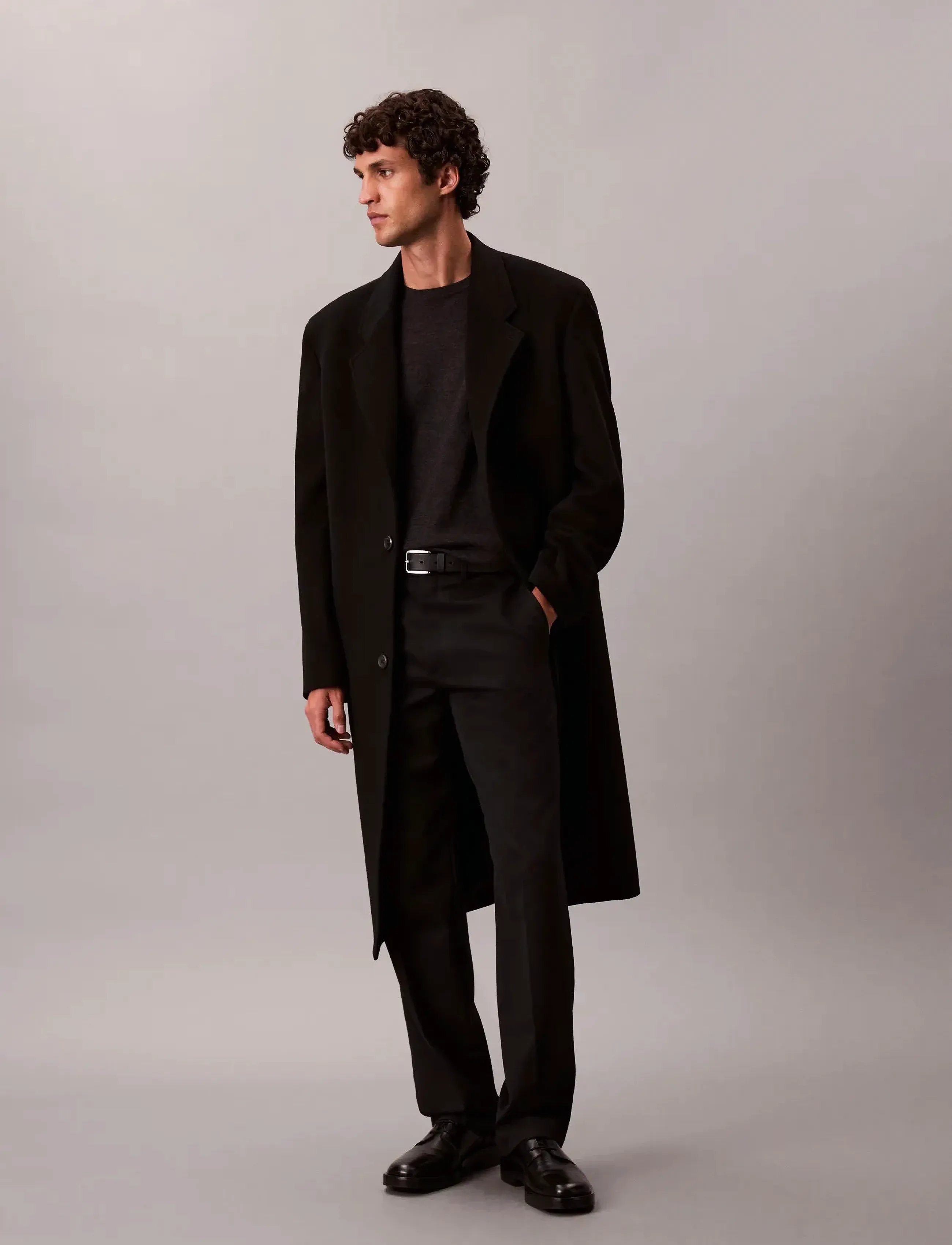 Calvin Klein - LS 100% MERINO CREW 14GG - pulls col rond - gunmetal htr - 2