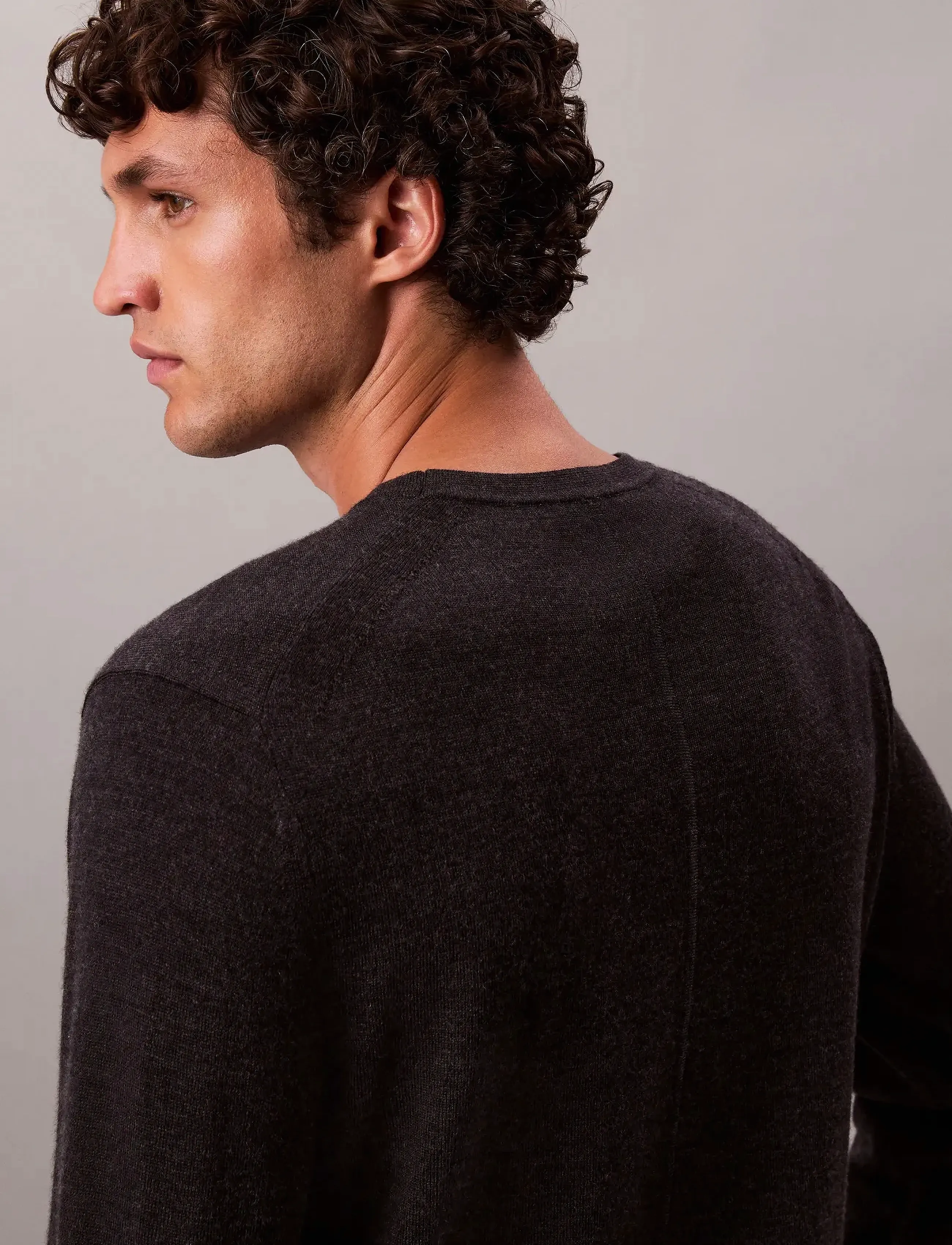 Calvin Klein - LS 100% MERINO CREW 14GG - pulls col rond - gunmetal htr - 4