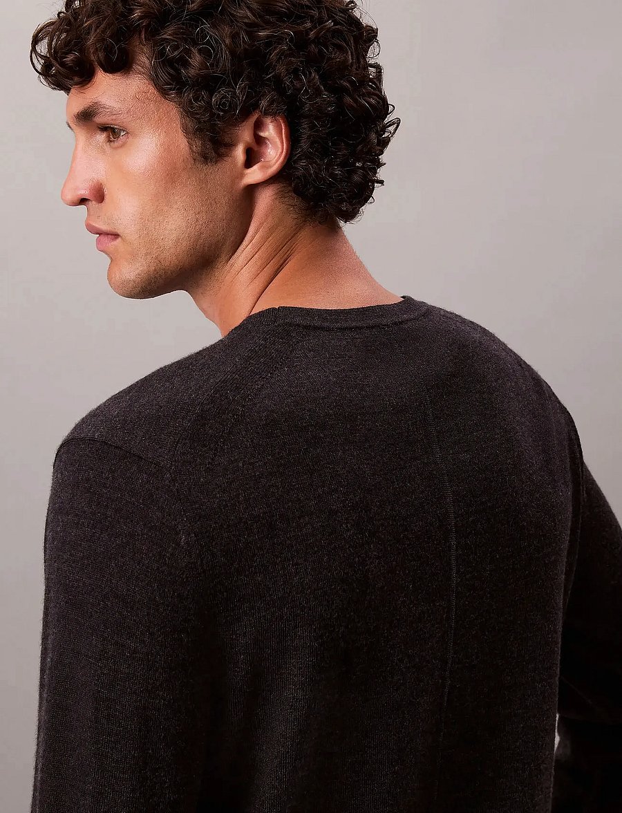 Calvin Klein - LS 100% MERINO CREW 14GG - pulls col rond - gunmetal htr - 4
