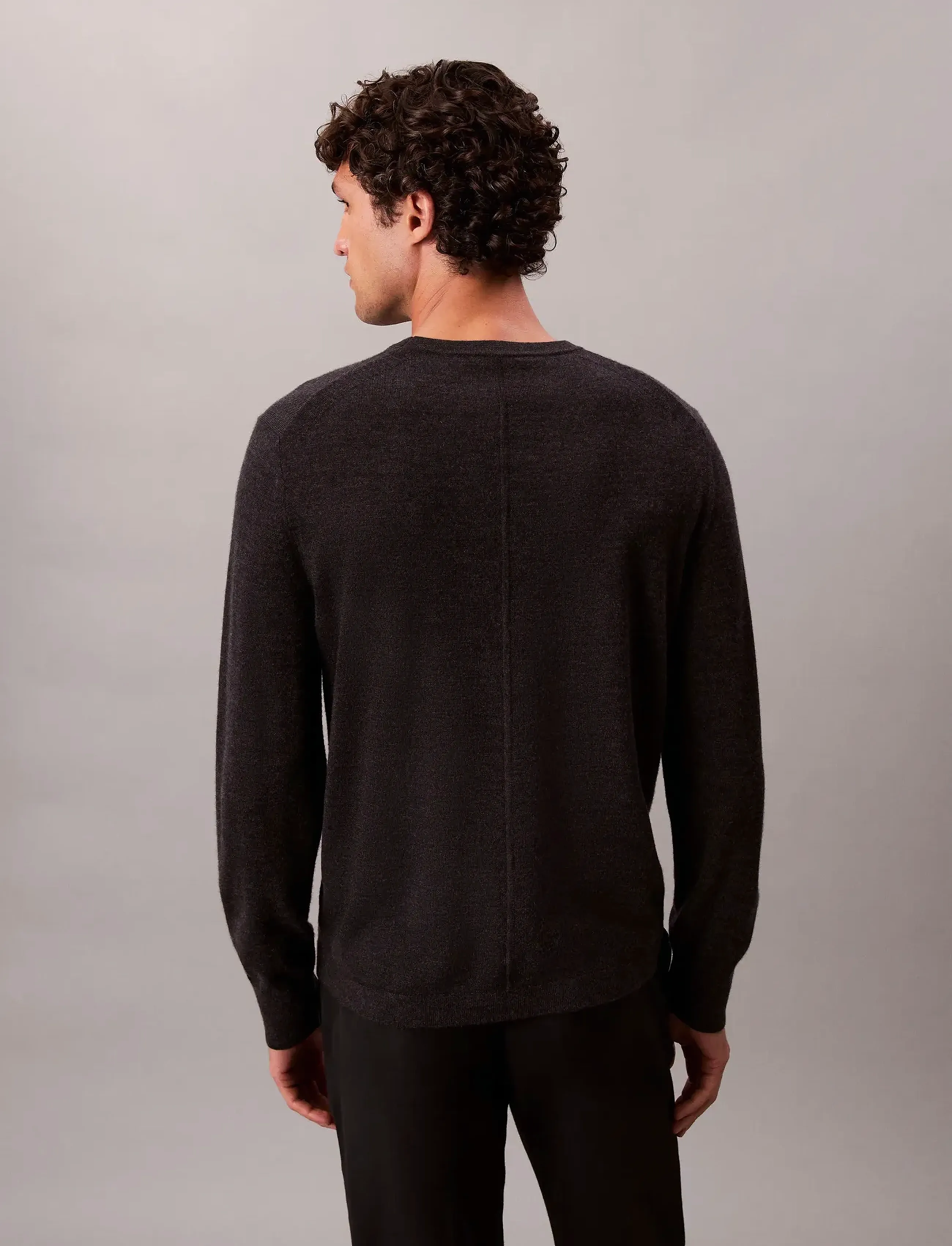 Calvin Klein - LS 100% MERINO CREW 14GG - pulls col rond - gunmetal htr - 5