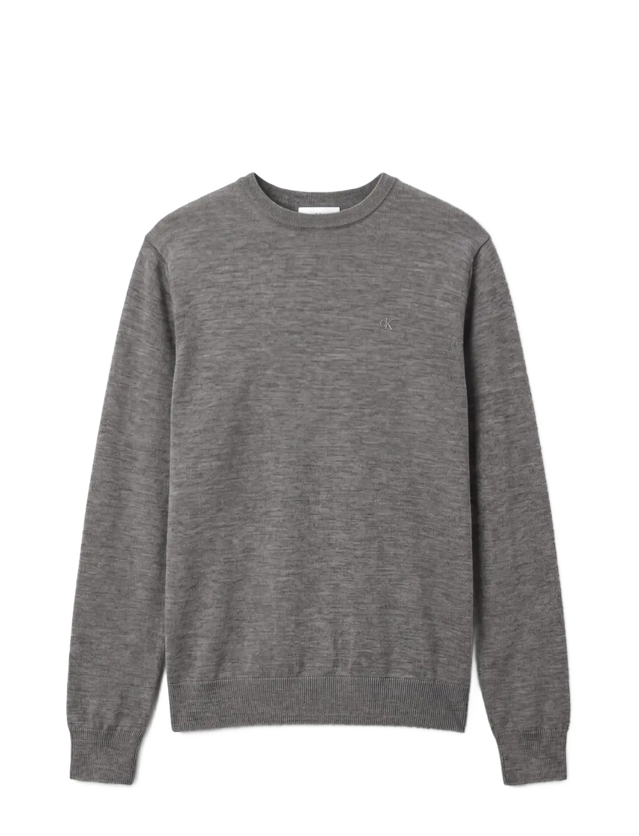 Calvin Klein LS 100% MERINO CREW 14GG - Strickmode - MED GREY HTR / grey