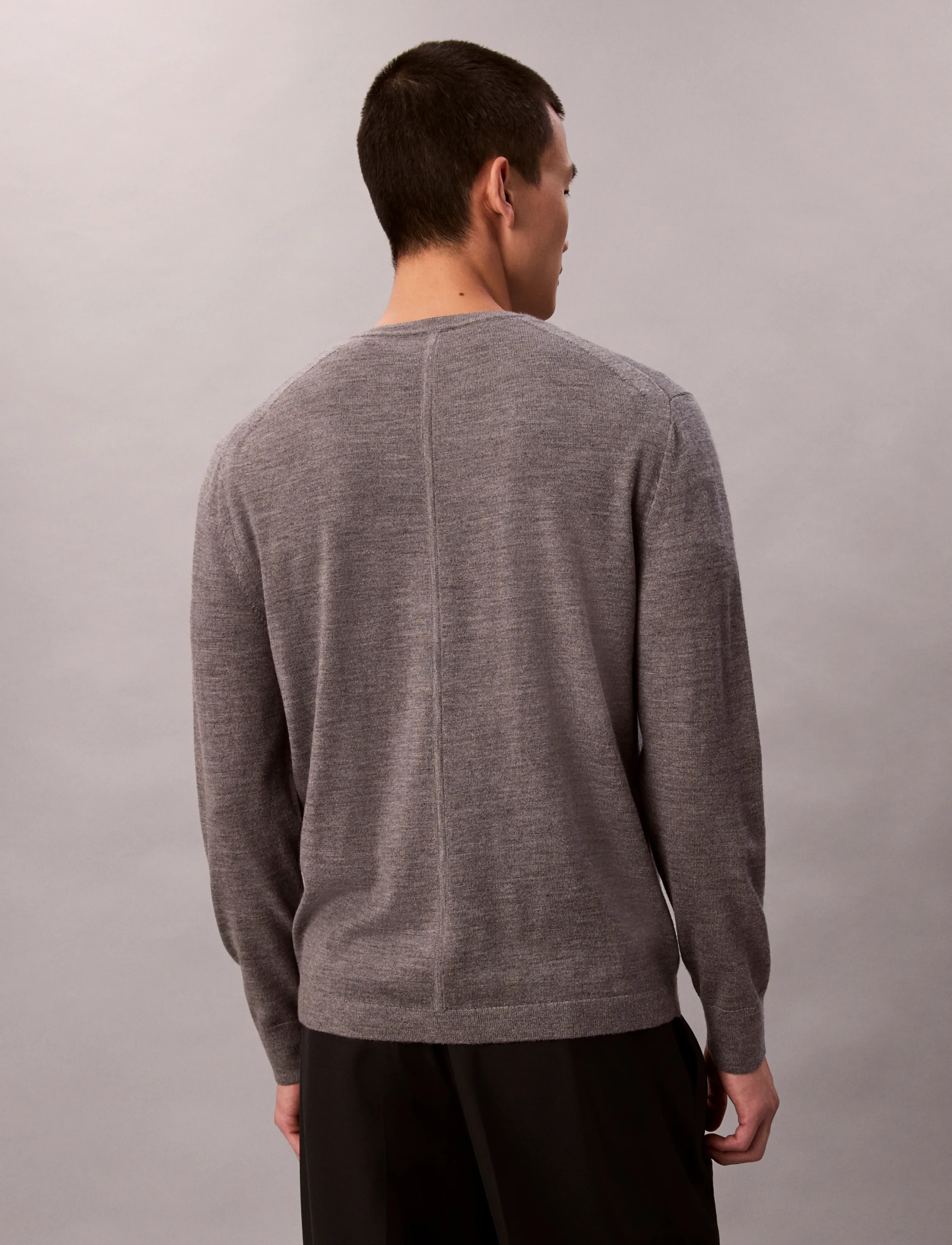 Calvin Klein - LS 100% MERINO CREW 14GG - rundhals - med grey htr - 2