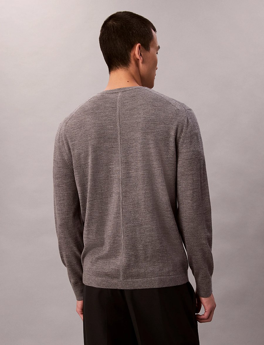 Calvin Klein - LS 100% MERINO CREW 14GG - rundhals - med grey htr - 2