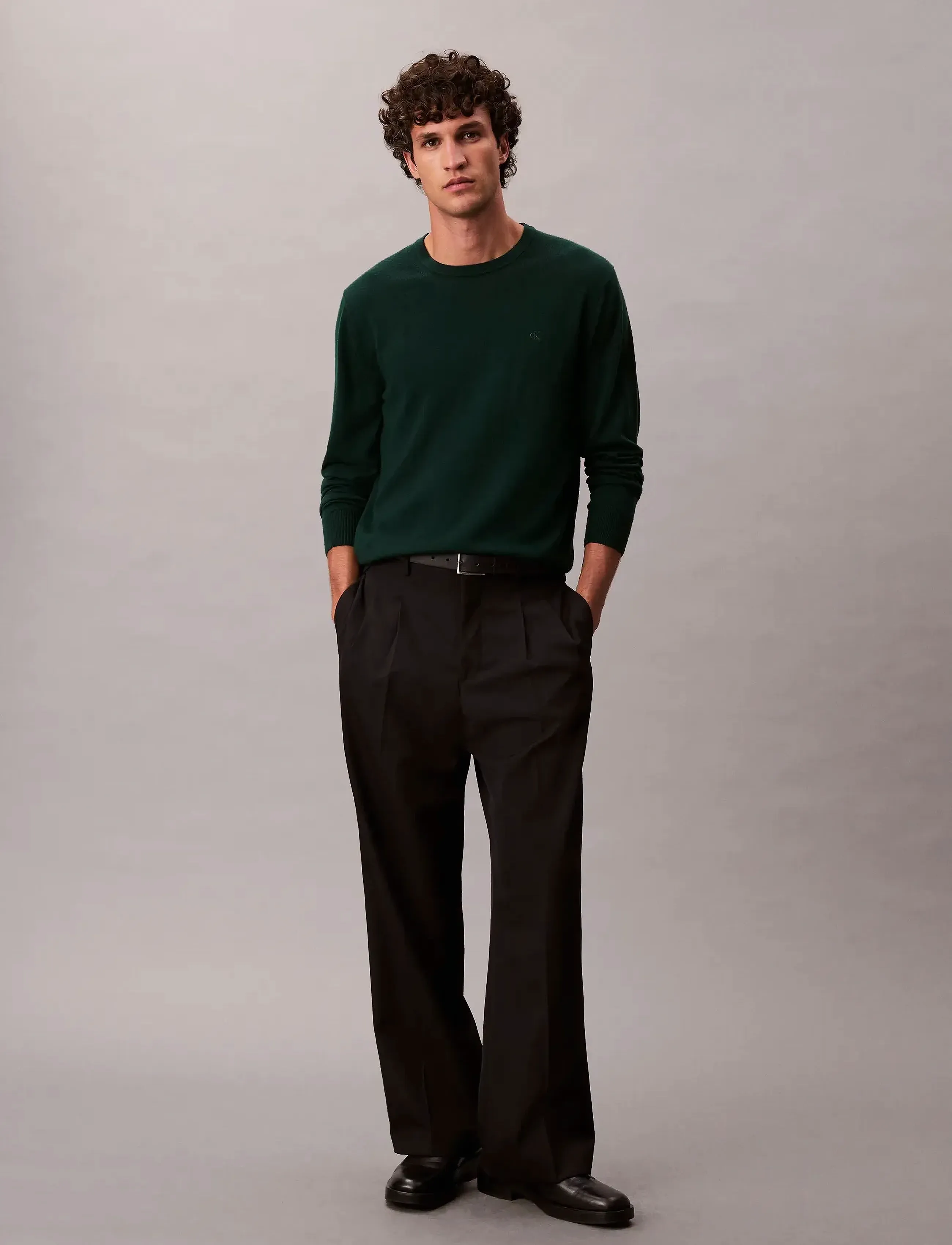 Calvin Klein - LS 100% MERINO CREW 14GG - Ümmarguse kaelusega kudumid - miami green - 0