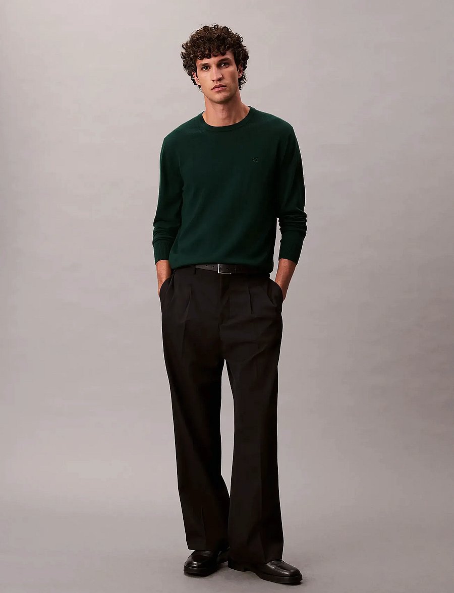 Calvin Klein - LS 100% MERINO CREW 14GG - rundhalsad - miami green - 0