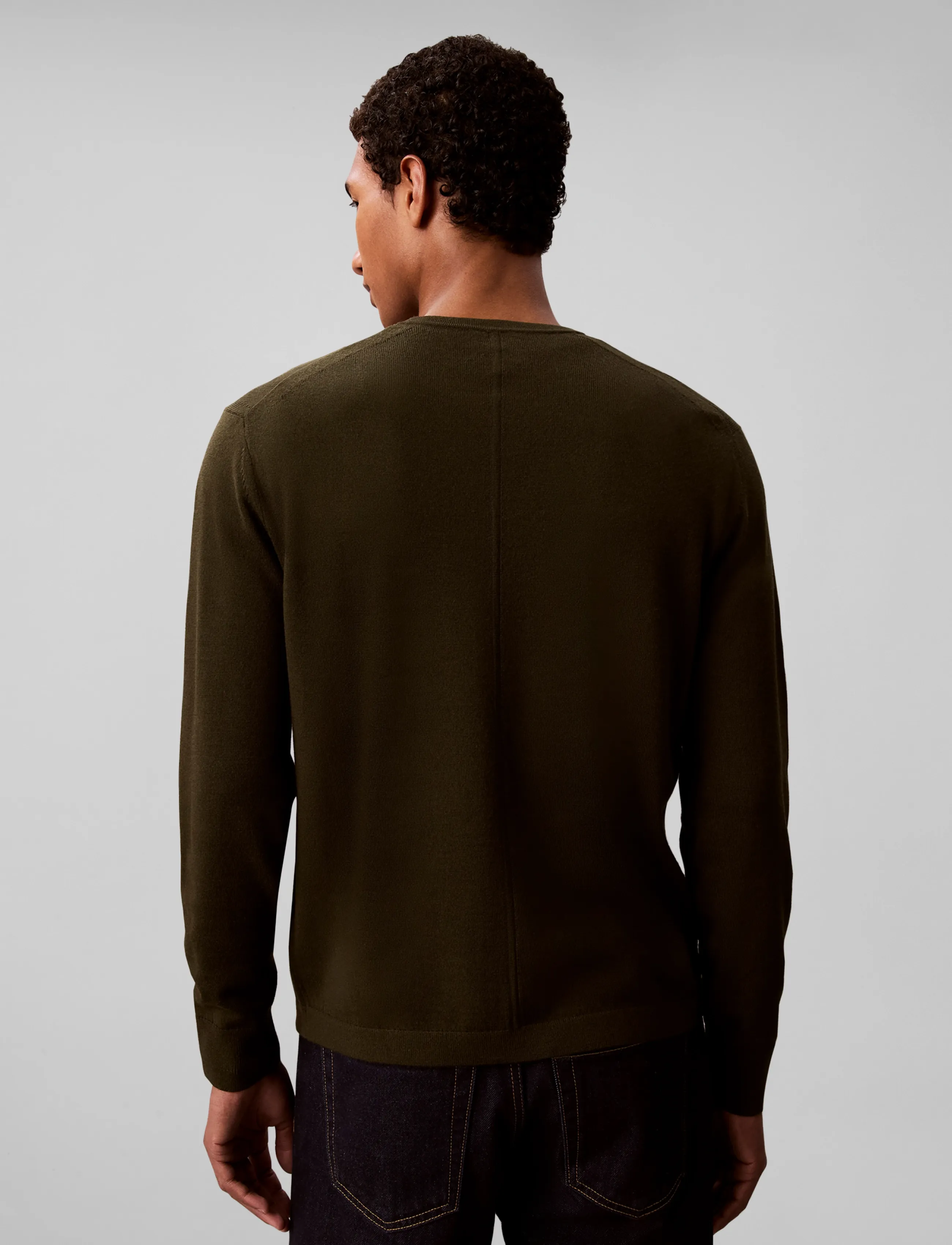 Calvin Klein - LS 100% MERINO CREW 14GG - rundhals - olive night - 2