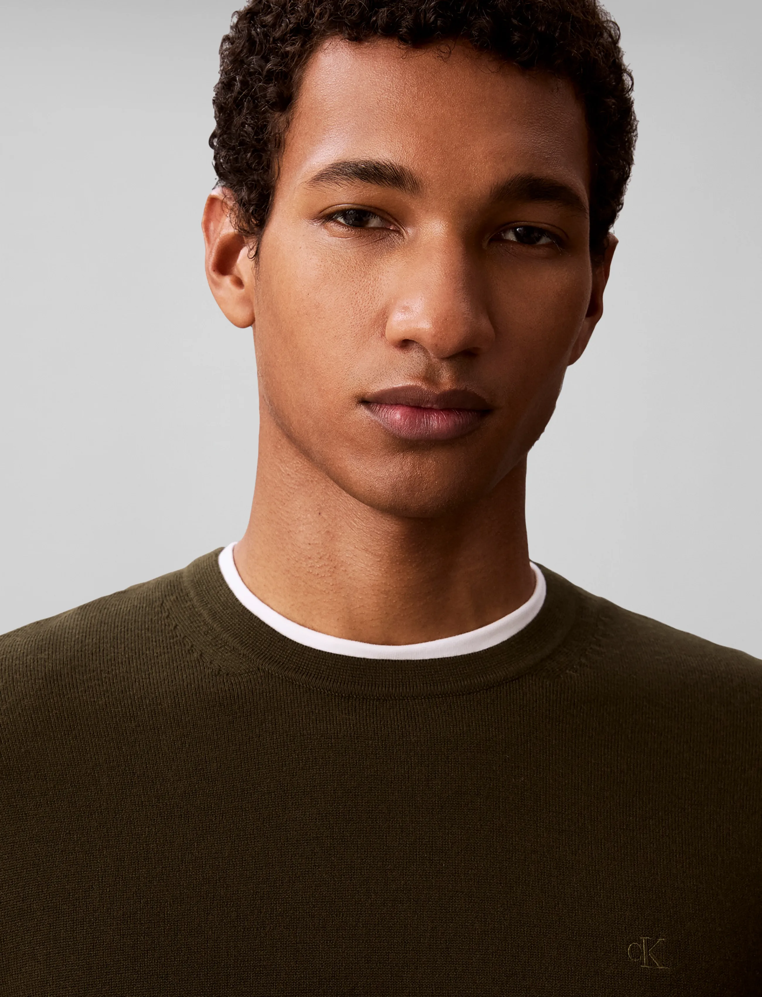 Calvin Klein - LS 100% MERINO CREW 14GG - rundhals - olive night - 4