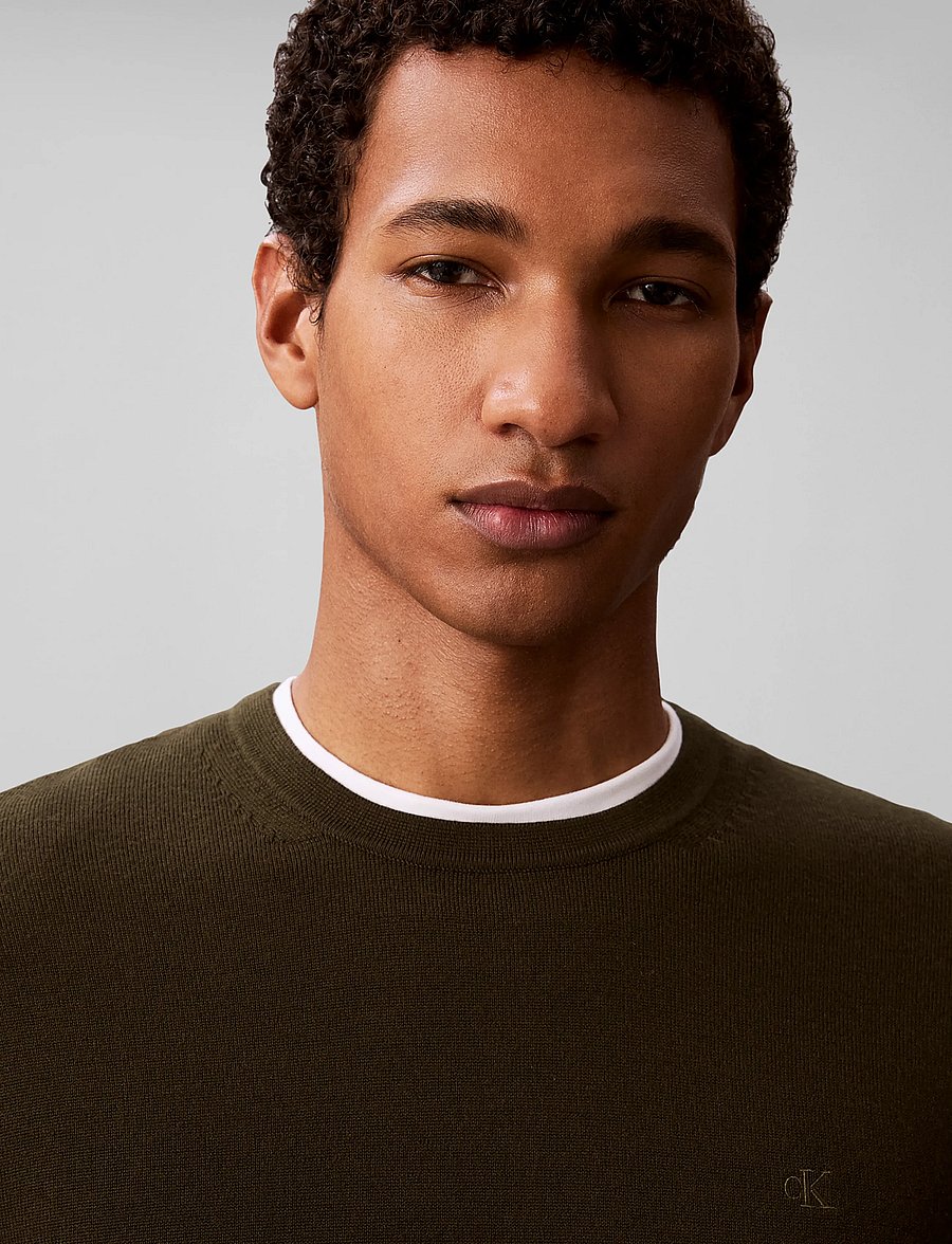 Calvin Klein - LS 100% MERINO CREW 14GG - rundhals - olive night - 4