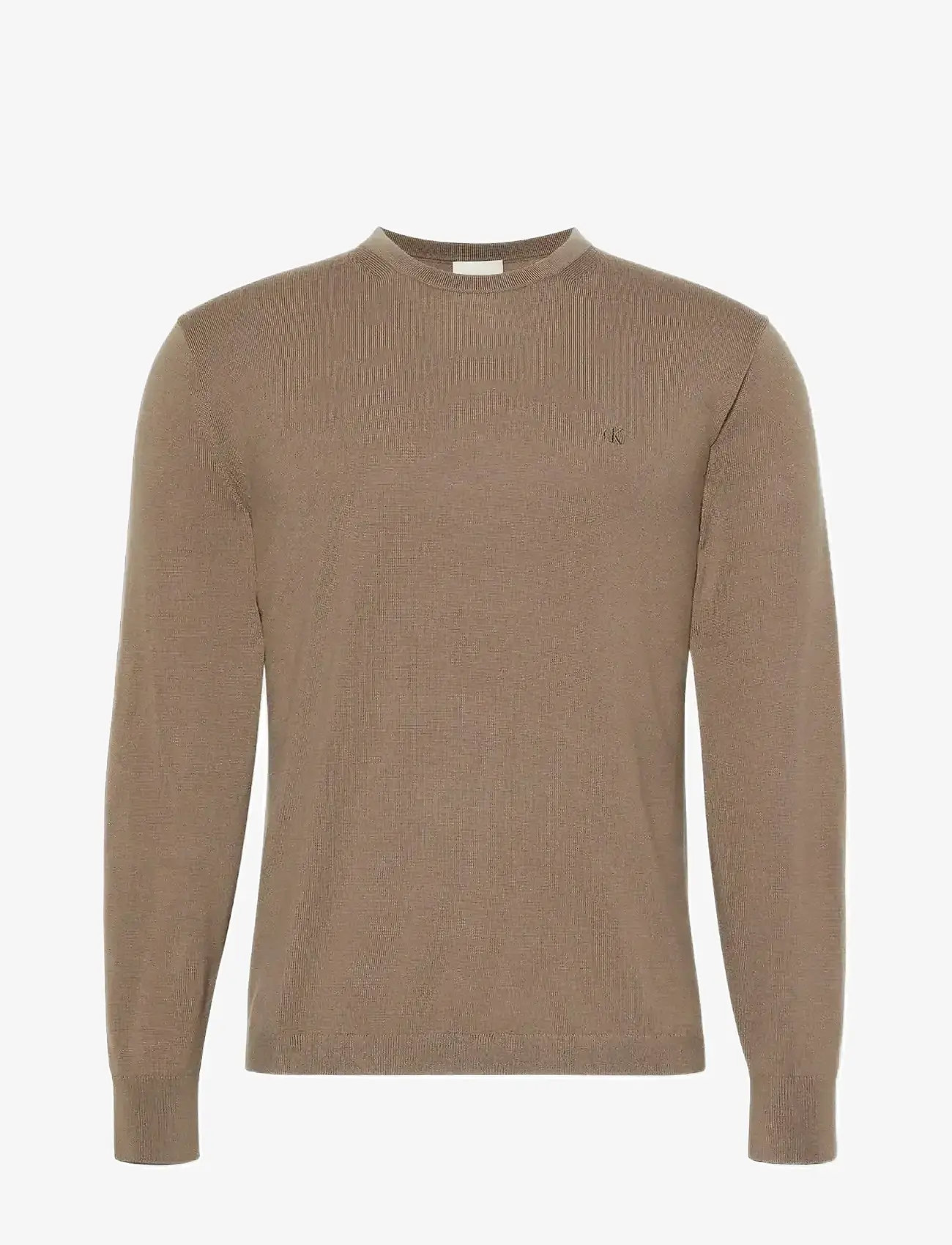 Calvin Klein - LS 100% MERINO CREW 14GG - rund hals - taupe tone - 1