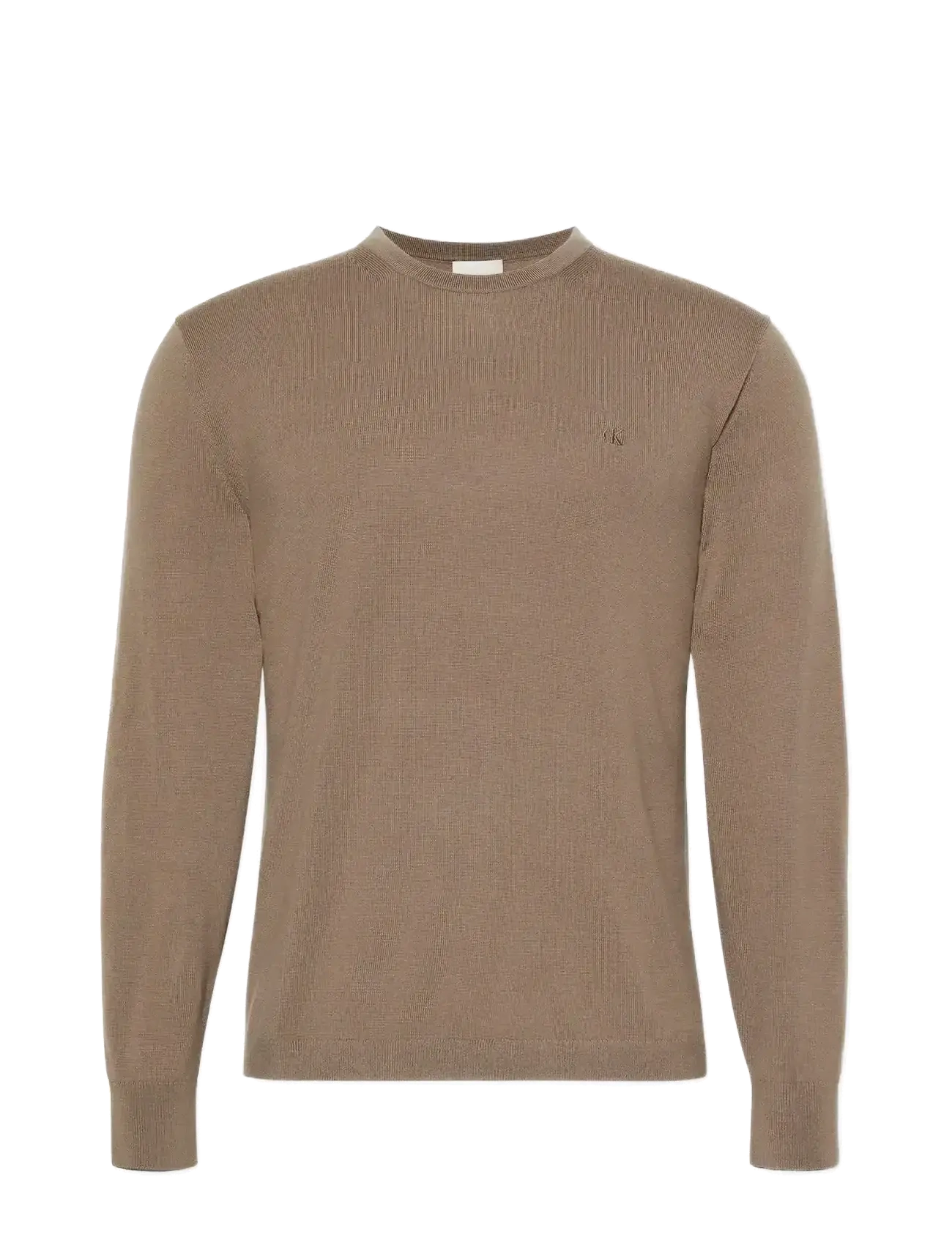 Calvin Klein LS 100% MERINO CREW 14GG - Kudumid - TAUPE TONE / beige