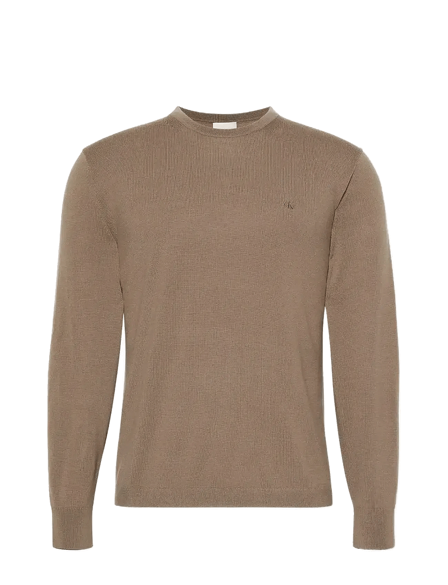 Calvin Klein - LS 100% MERINO CREW 14GG - Ümmarguse kaelusega kudumid - taupe tone - 1