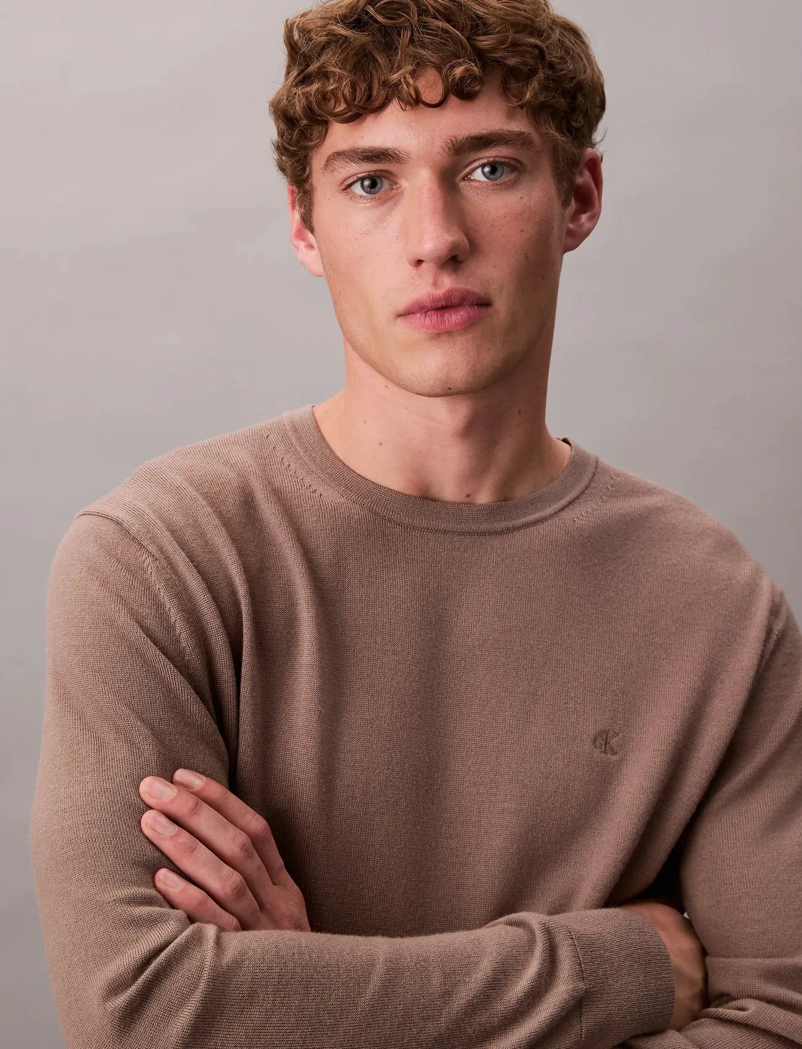 Calvin Klein - LS 100% MERINO CREW 14GG - Ümmarguse kaelusega kudumid - taupe tone - 2