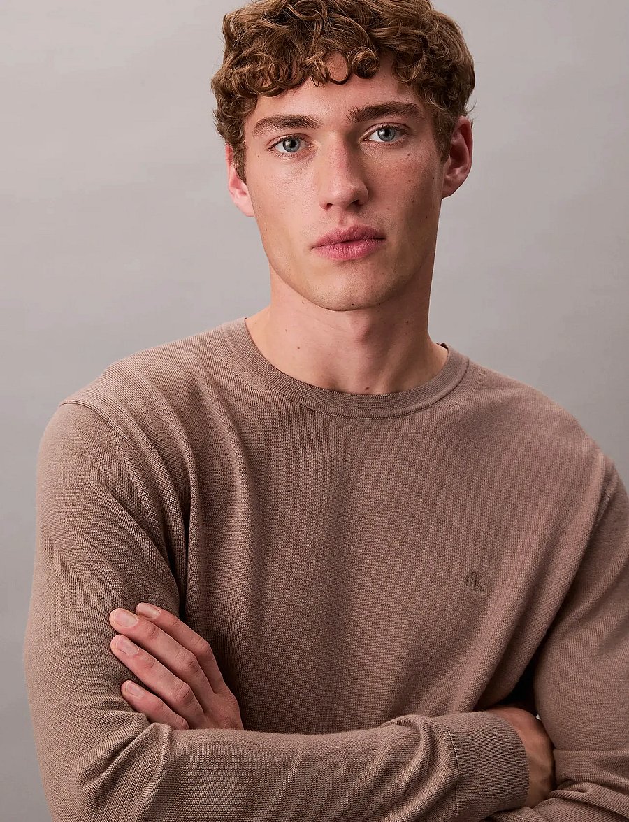 Calvin Klein - LS 100% MERINO CREW 14GG - Ümmarguse kaelusega kudumid - taupe tone - 2