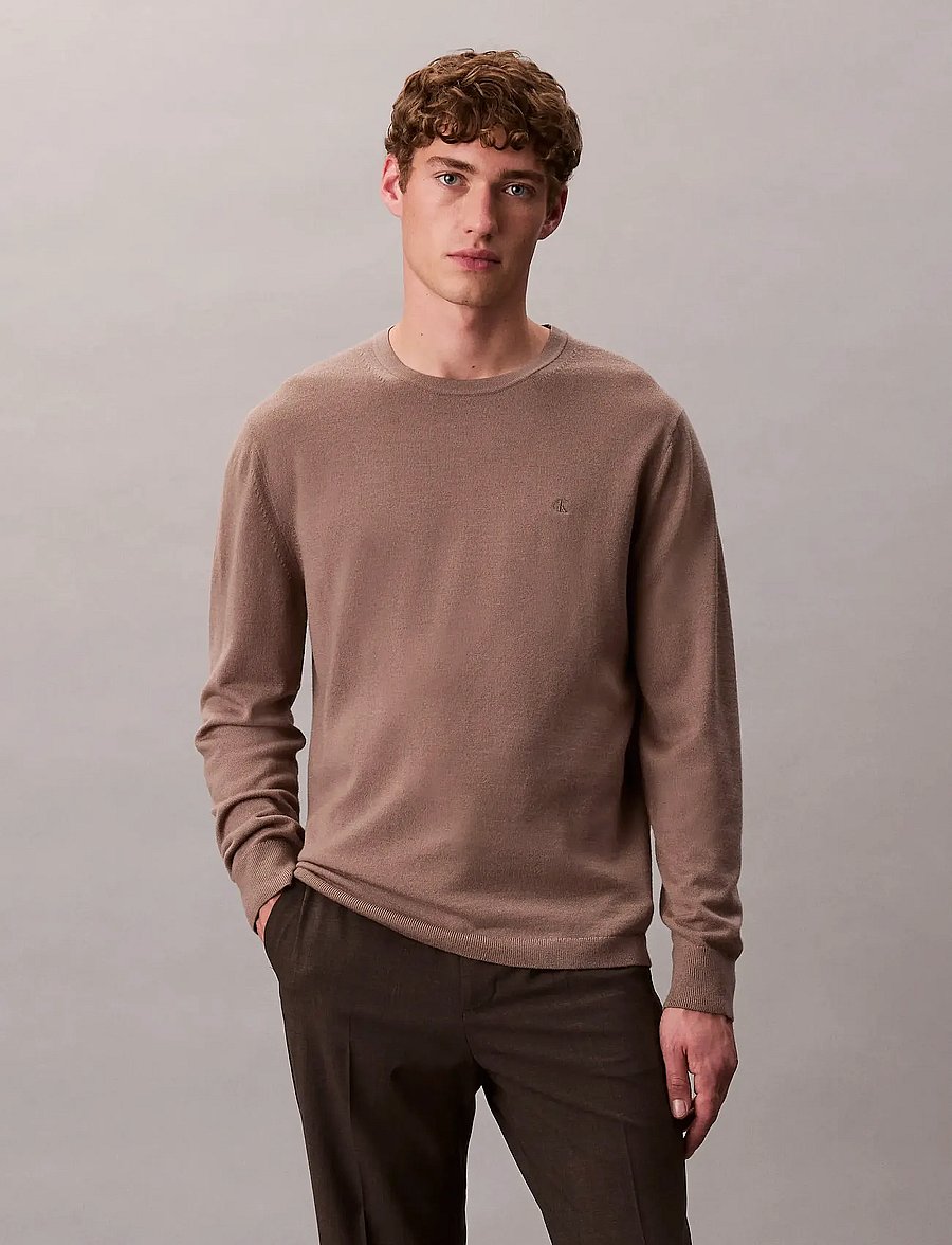 Calvin Klein - LS 100% MERINO CREW 14GG - Ümmarguse kaelusega kudumid - taupe tone - 3