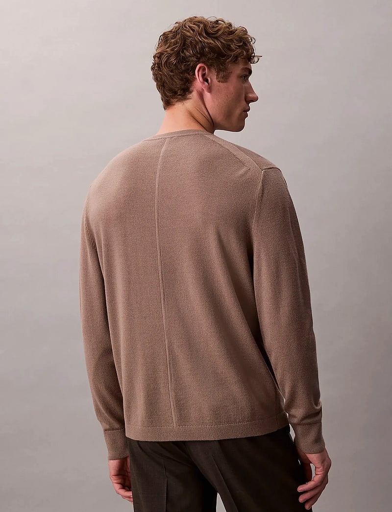 Calvin Klein - LS 100% MERINO CREW 14GG - rund hals - taupe tone - 5