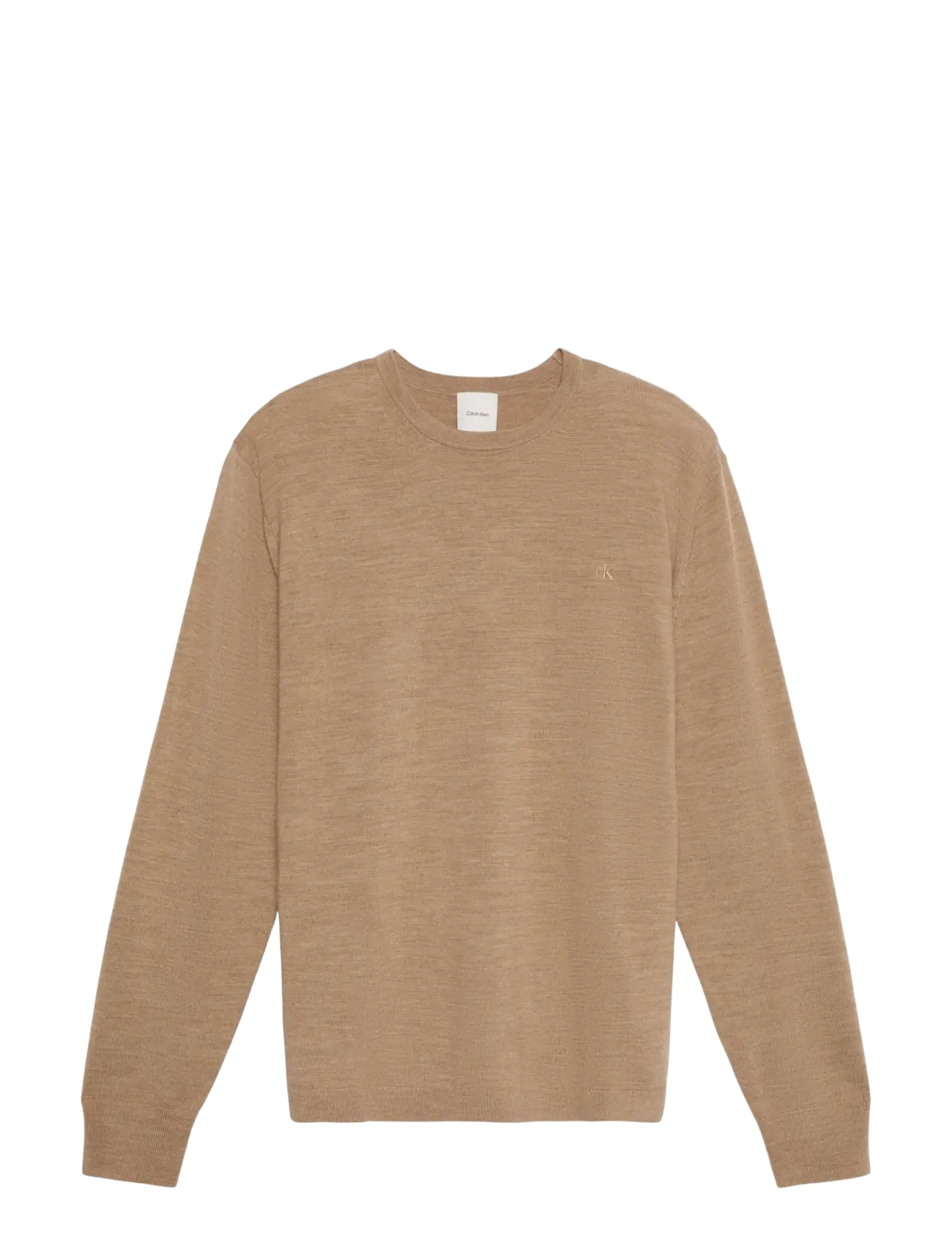 Calvin Klein LS 100% MERINO CREW 14GG - Strickmode - TIGERS EYE HTR / beige