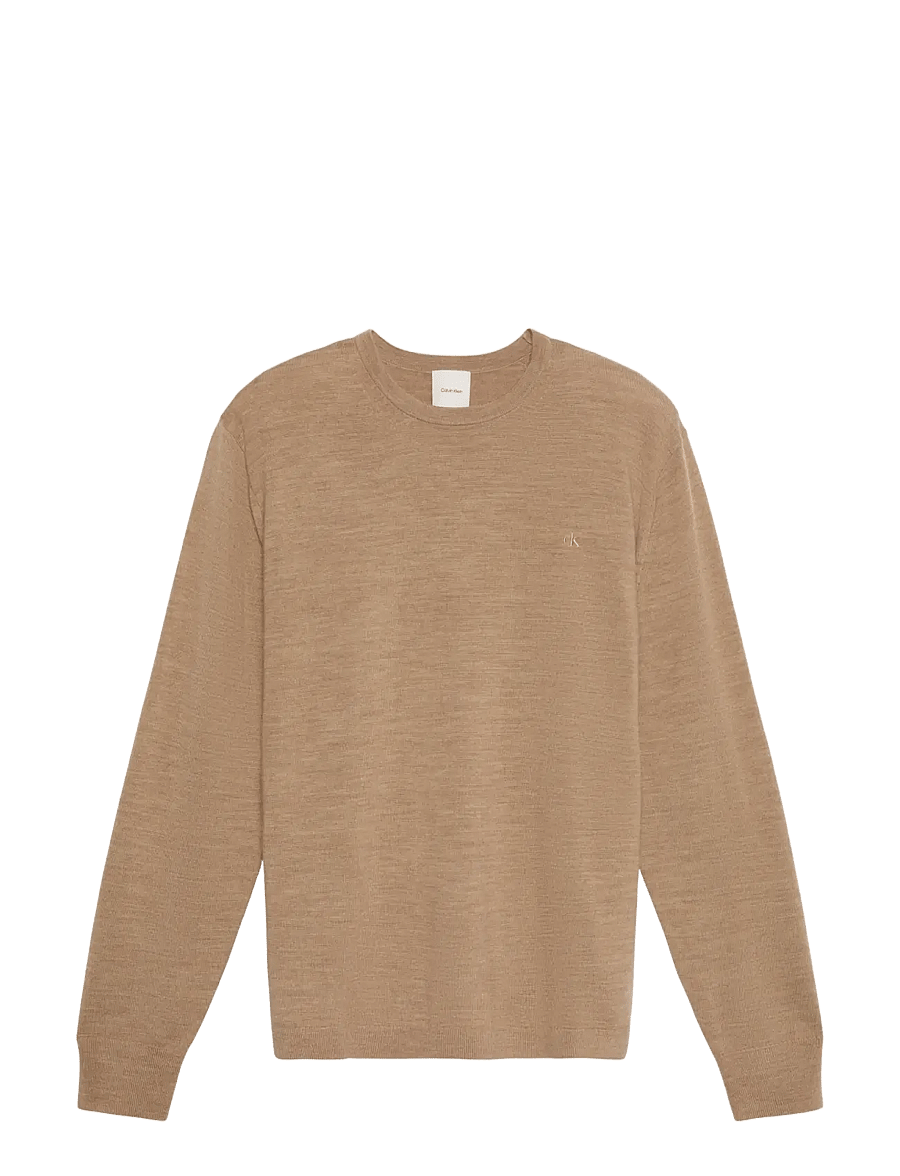 Calvin Klein - LS 100% MERINO CREW 14GG - rundhals - tigers eye htr - 1
