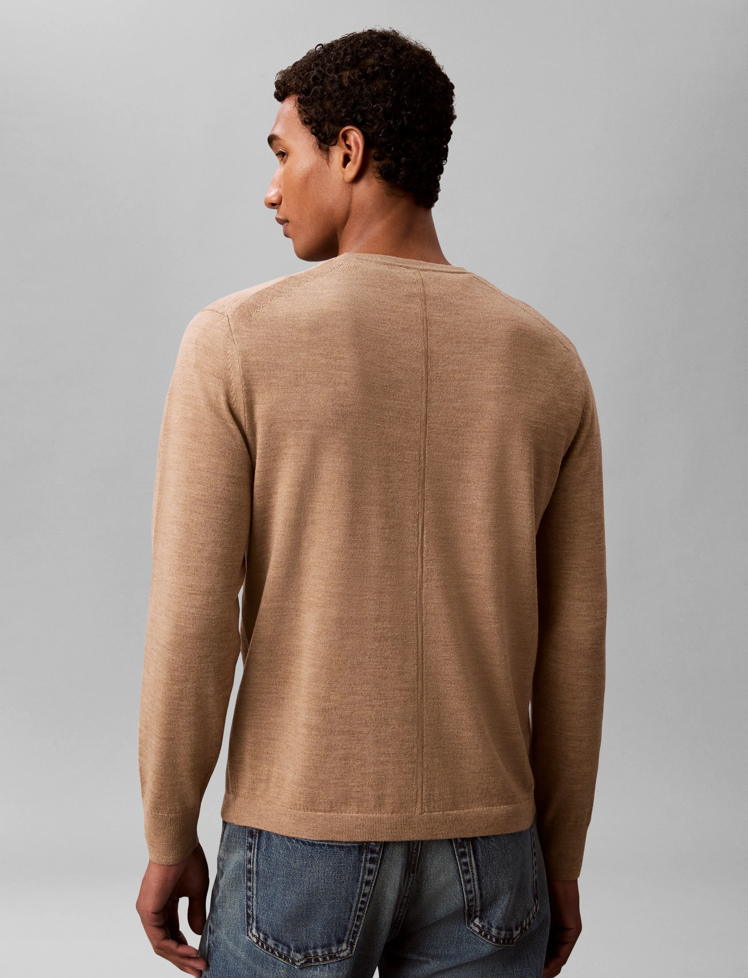 Calvin Klein - LS 100% MERINO CREW 14GG - rundhals - tigers eye htr - 2