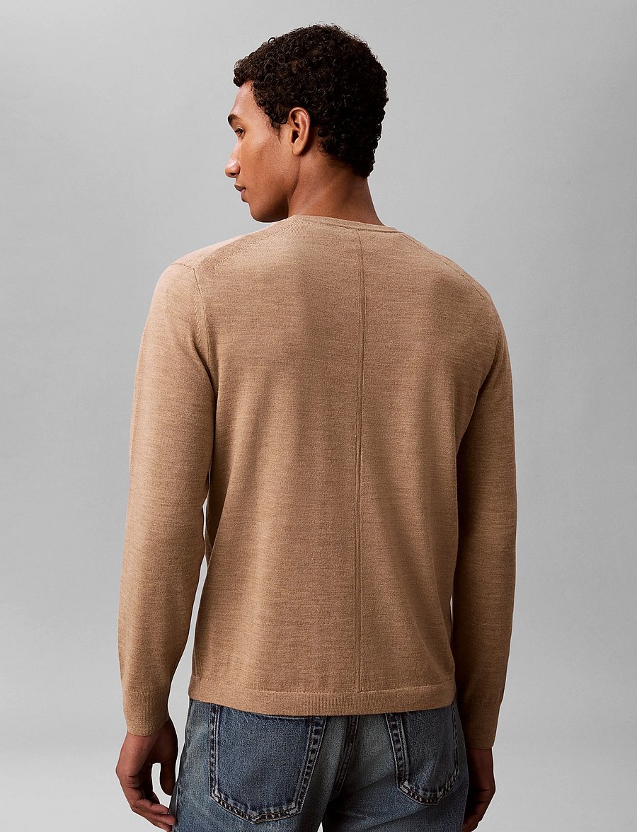 Calvin Klein - LS 100% MERINO CREW 14GG - rundhals - tigers eye htr - 2