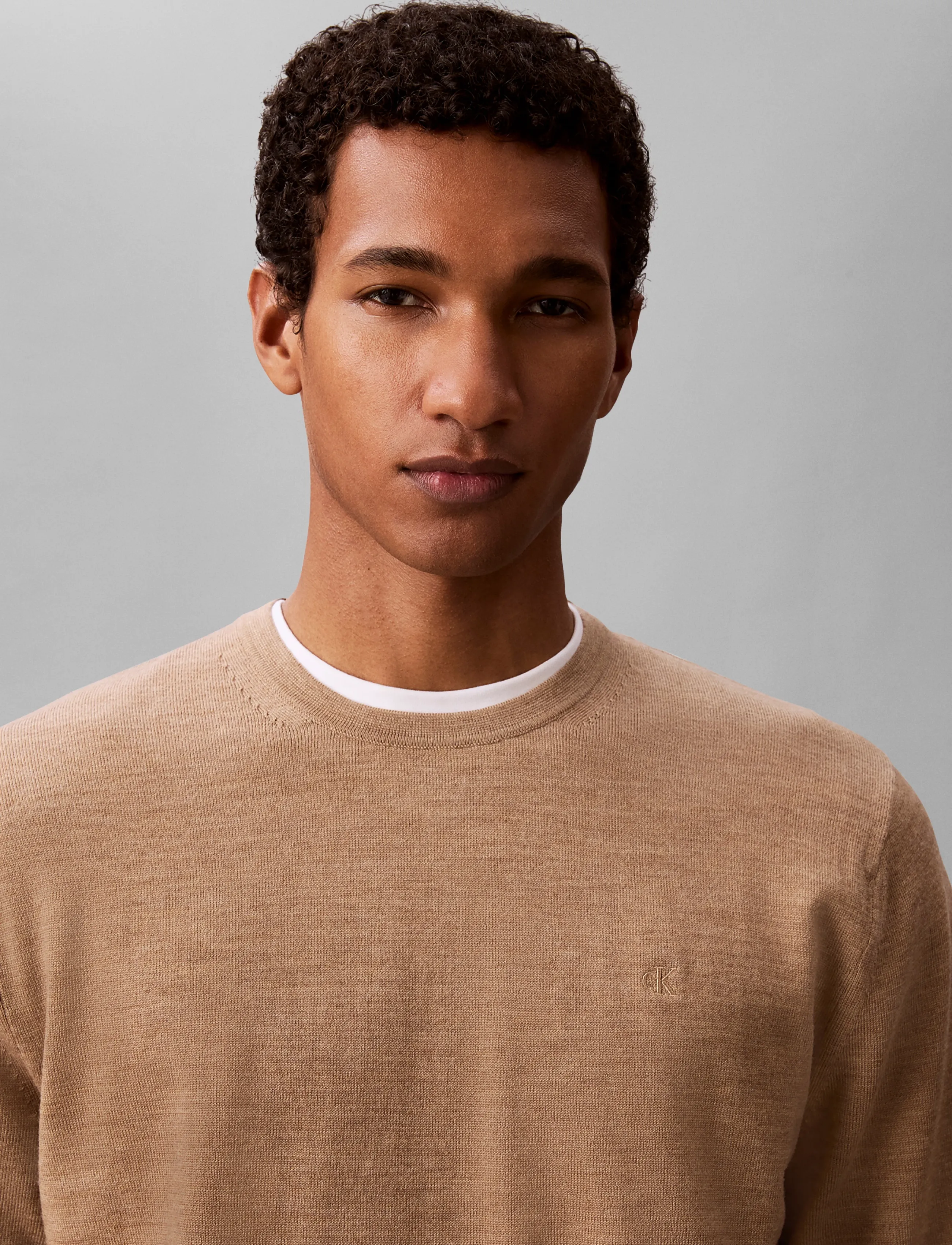 Calvin Klein - LS 100% MERINO CREW 14GG - rundhals - tigers eye htr - 4