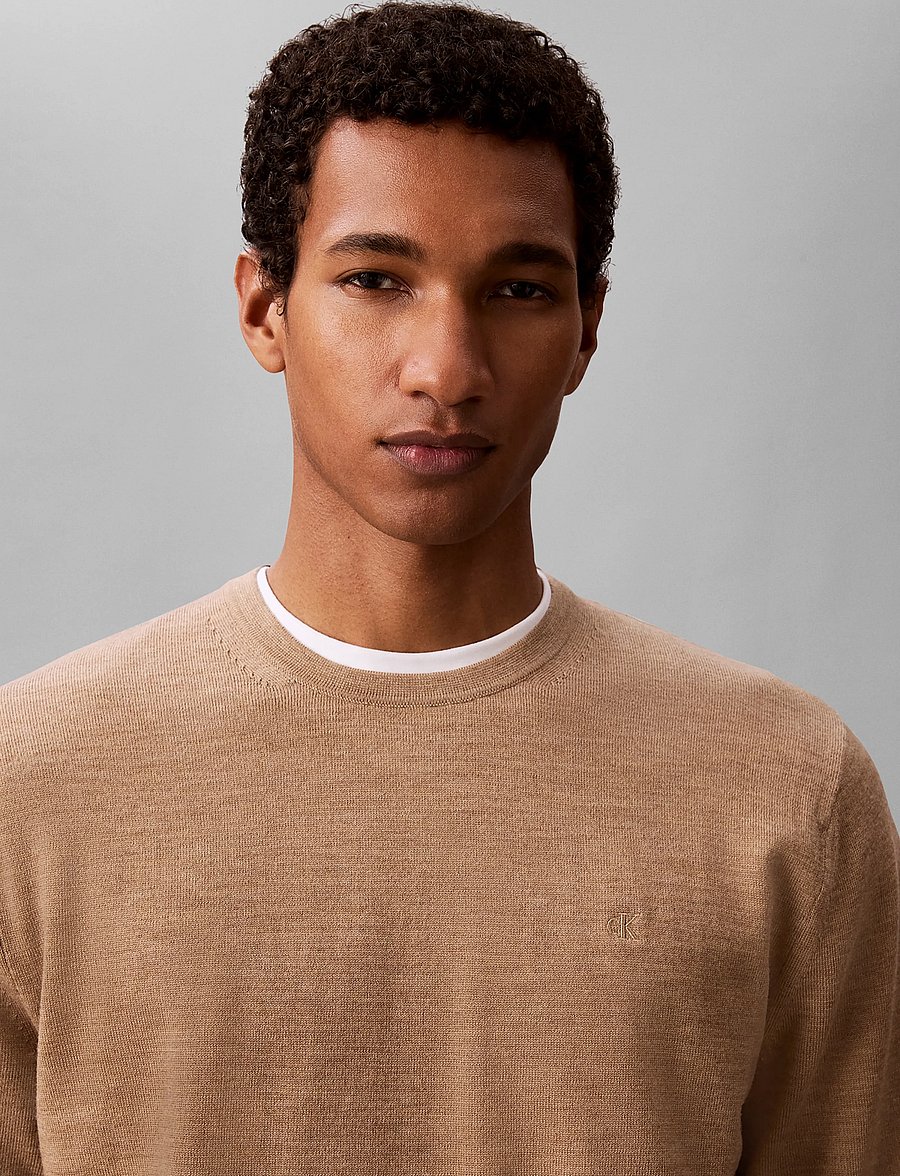 Calvin Klein - LS 100% MERINO CREW 14GG - rundhals - tigers eye htr - 4