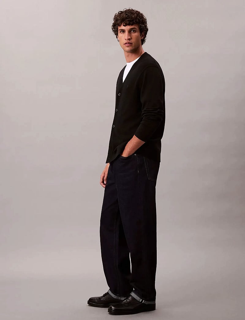 Calvin Klein - LS 100% MERINO CARDIGAN 14GG - koftor - black - 5