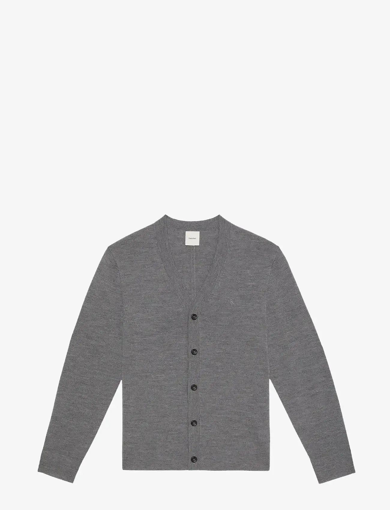 Calvin Klein - LS 100% MERINO CARDIGAN 14GG - koftor - med grey htr - 1