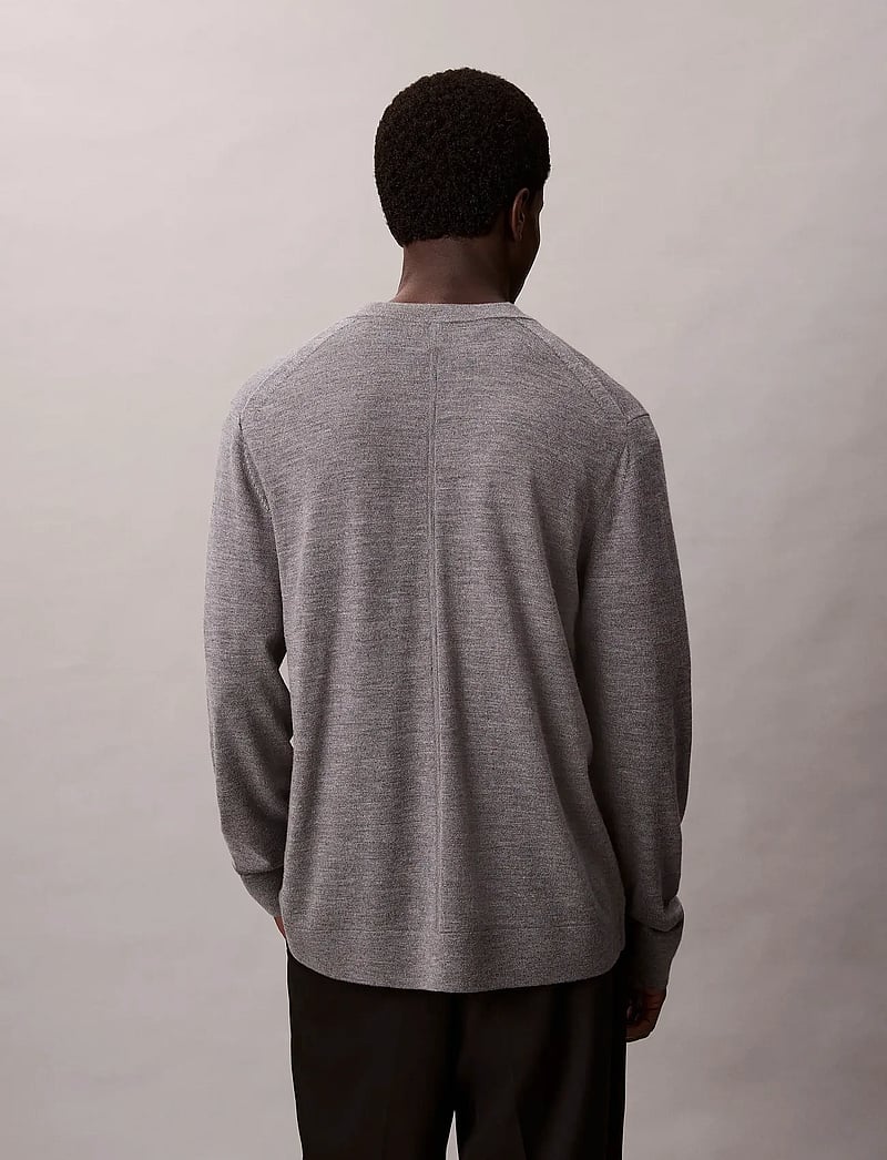 Calvin Klein - LS 100% MERINO CARDIGAN 14GG - koftor - med grey htr - 4