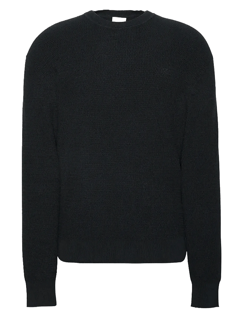 Calvin Klein - LS TEXTURE CTTN CREWNK SWEATER 1 - rundhalsad - black - 1
